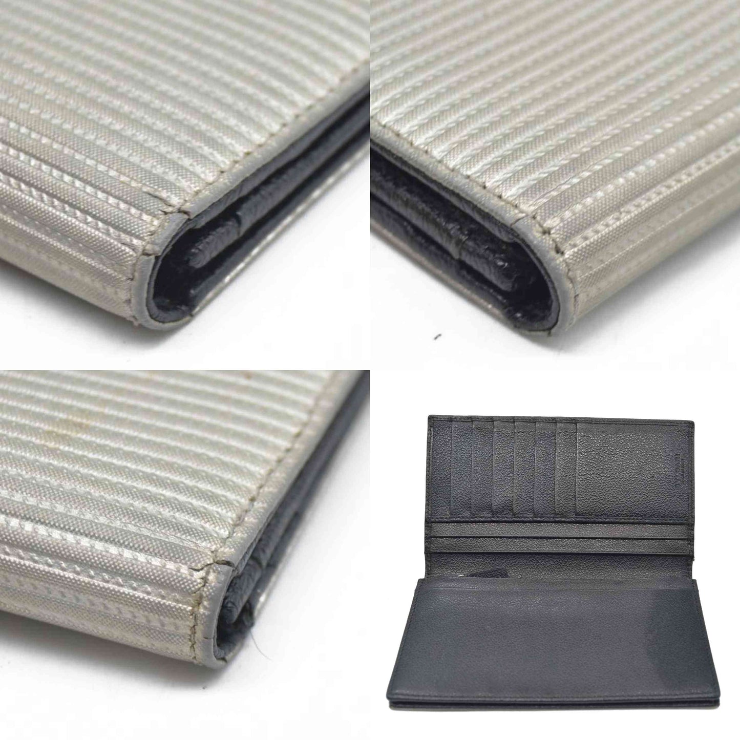 $780  BVLGARI Millerige PVC Leather Long Bifold Wallet Silver