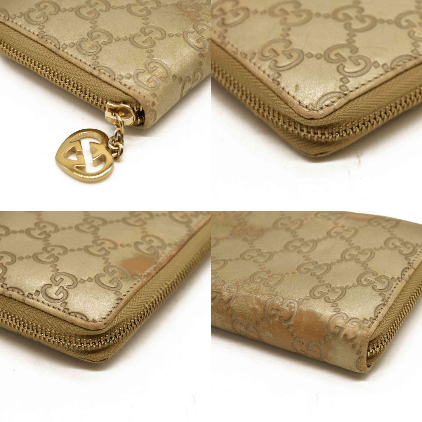 Gucci  Metallic Guccissima Lovely Zip Around Wallet Gold