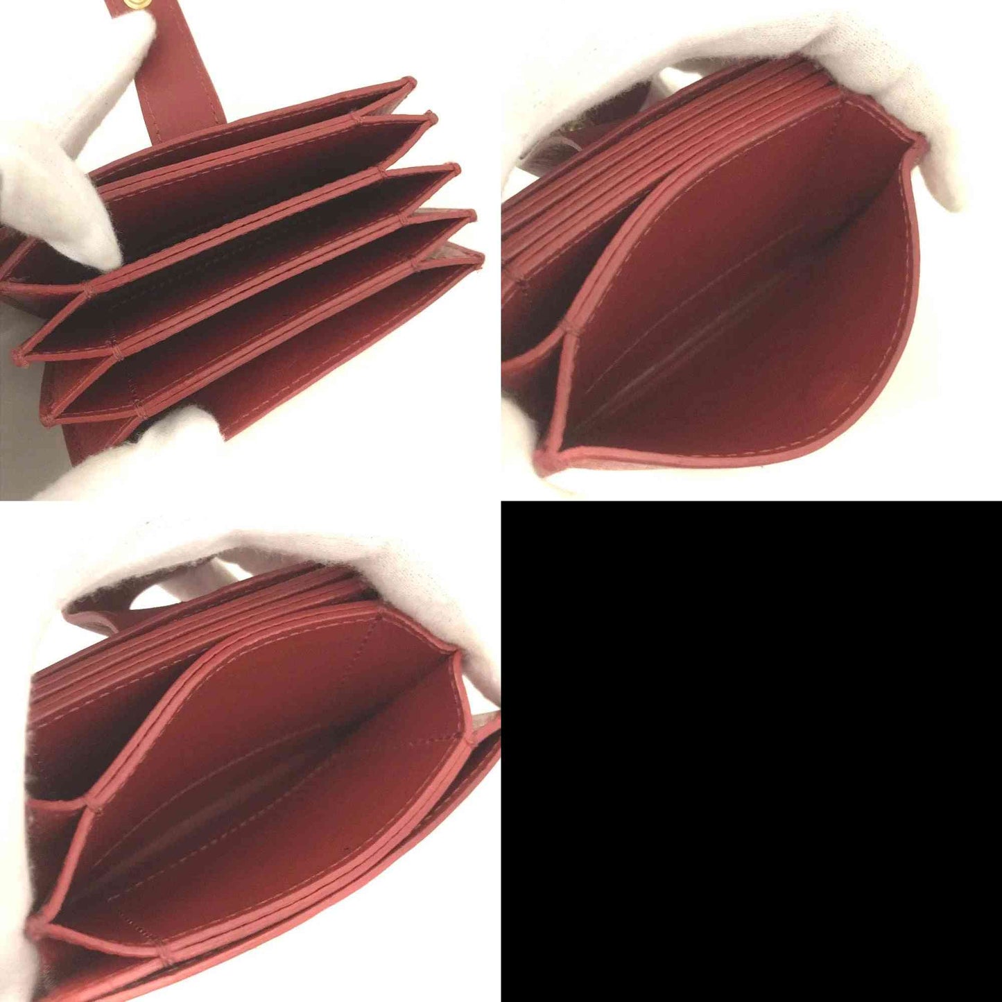 $590 CELINE Logo Leather Card Case Red