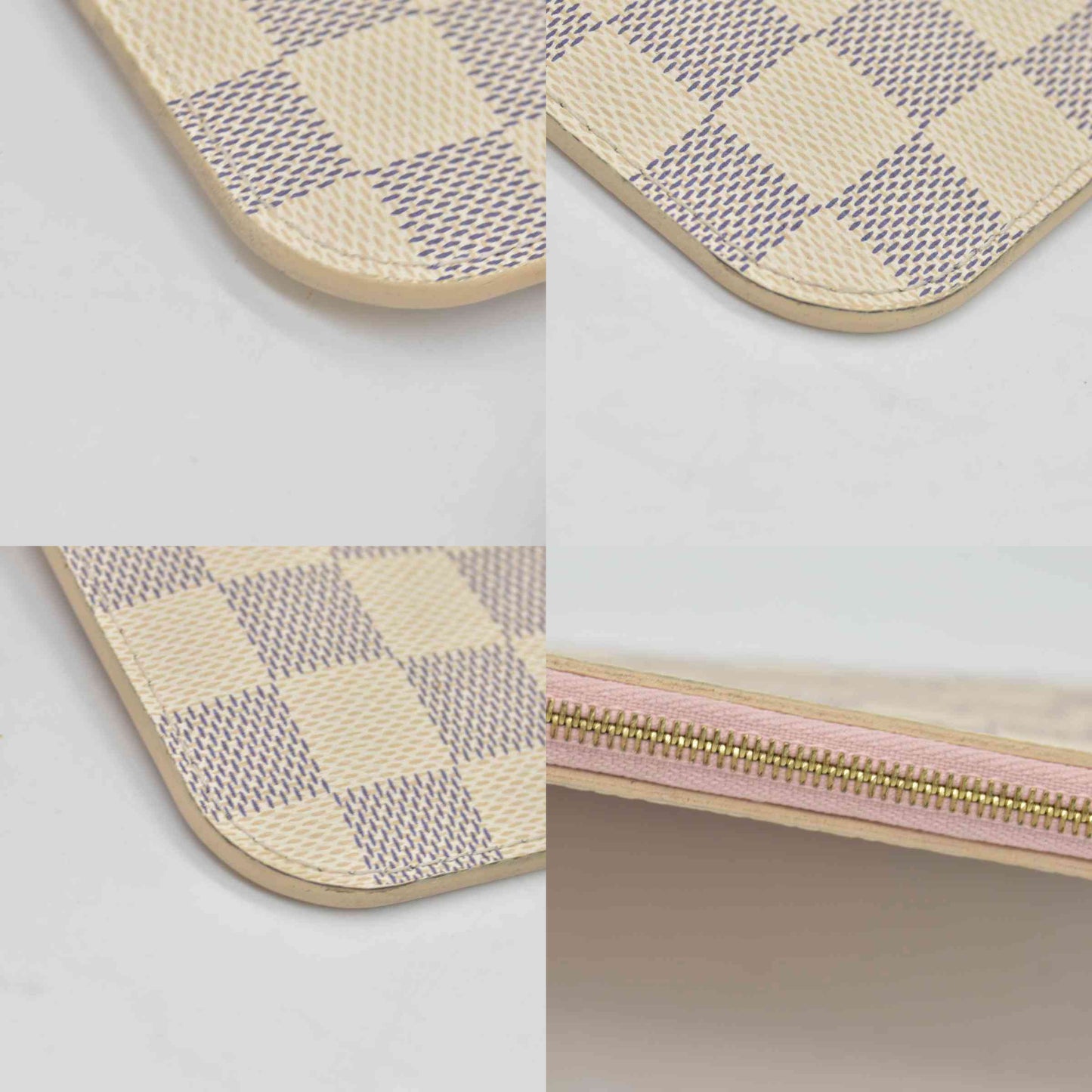 $600 2018 Louis Vuitton Damier Azur Neverfull MM GM Pochette Rose Ballerine FL4148