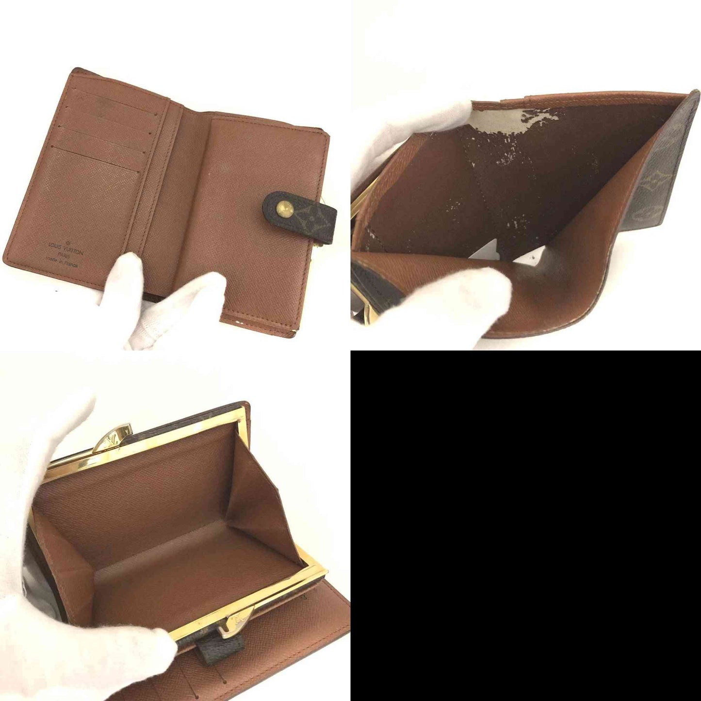 $750 1997 Louis Vuitton French Kisslock Monogram Compact Wallet MI0977