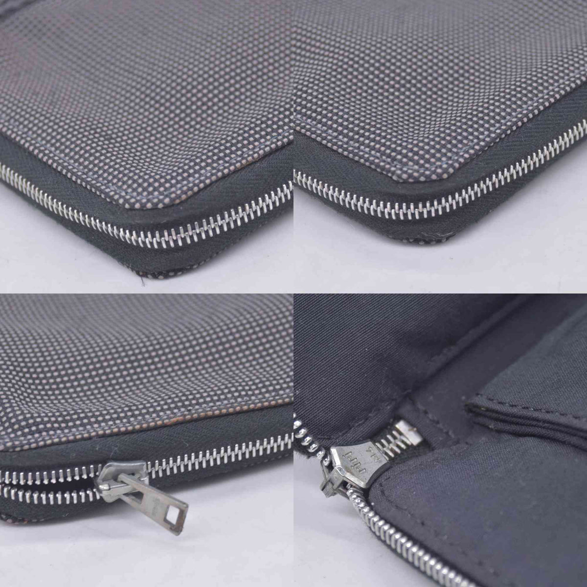 $850 HERMES Toile Canvas Herline Zip Around Long Organizer Wallet Grey CONSIGNMENT 10021210