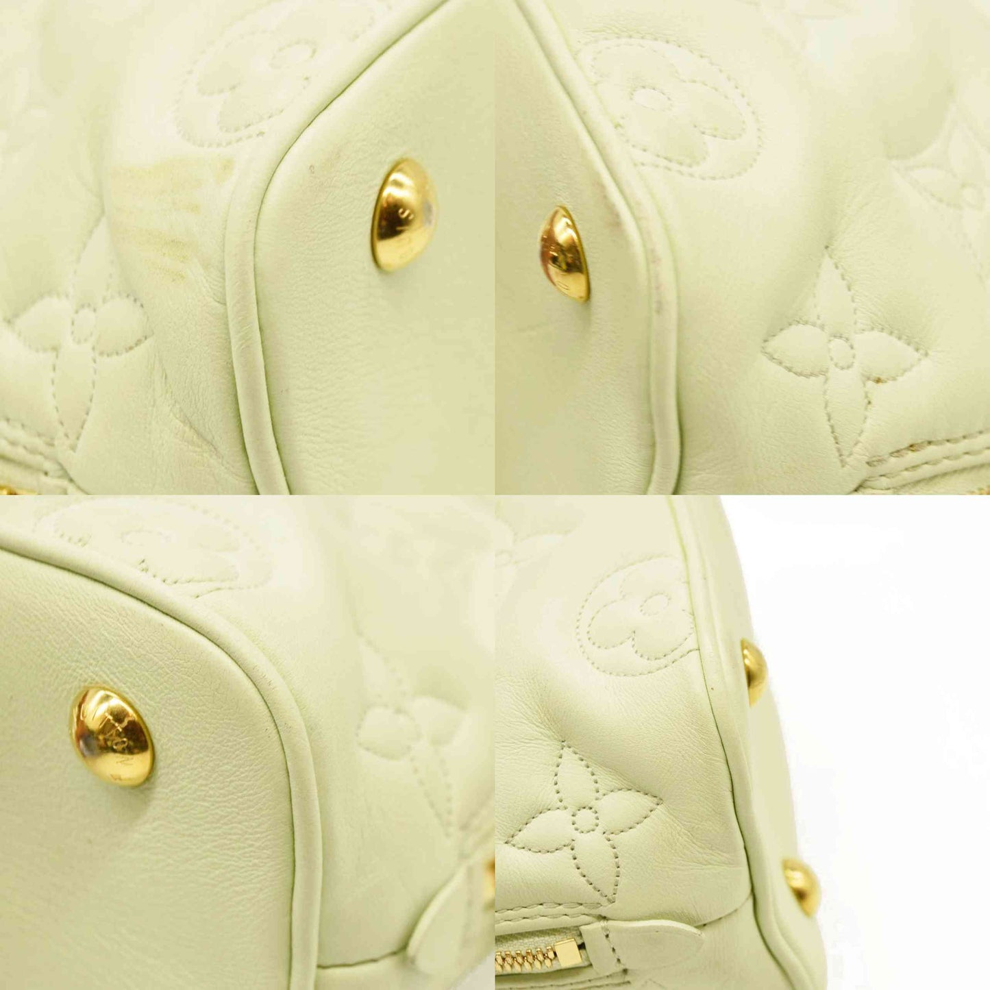LOUIS VUITTON Calfskin Bubblegram Alma BB Light Green