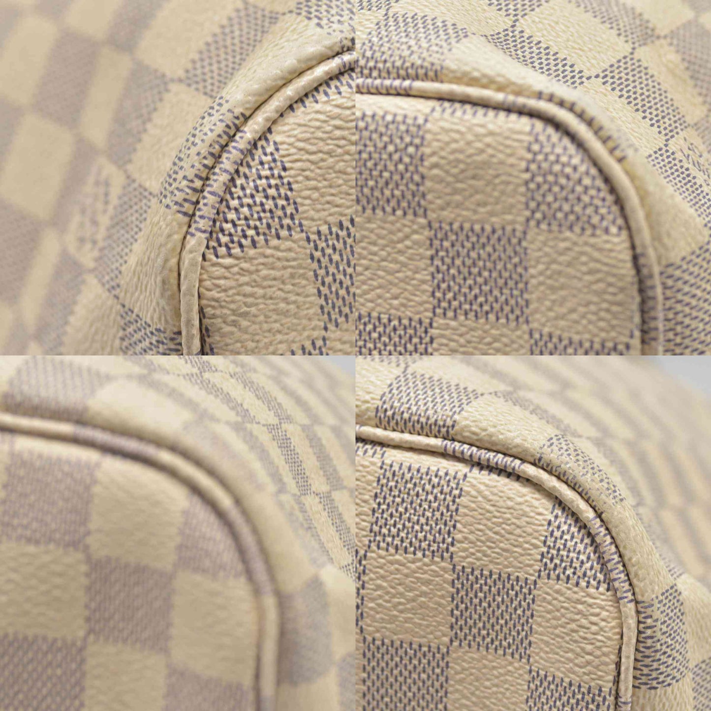 $2170 Louis Vuitton  Damier Azur Neverfull MM Rose Ballerine SR3177