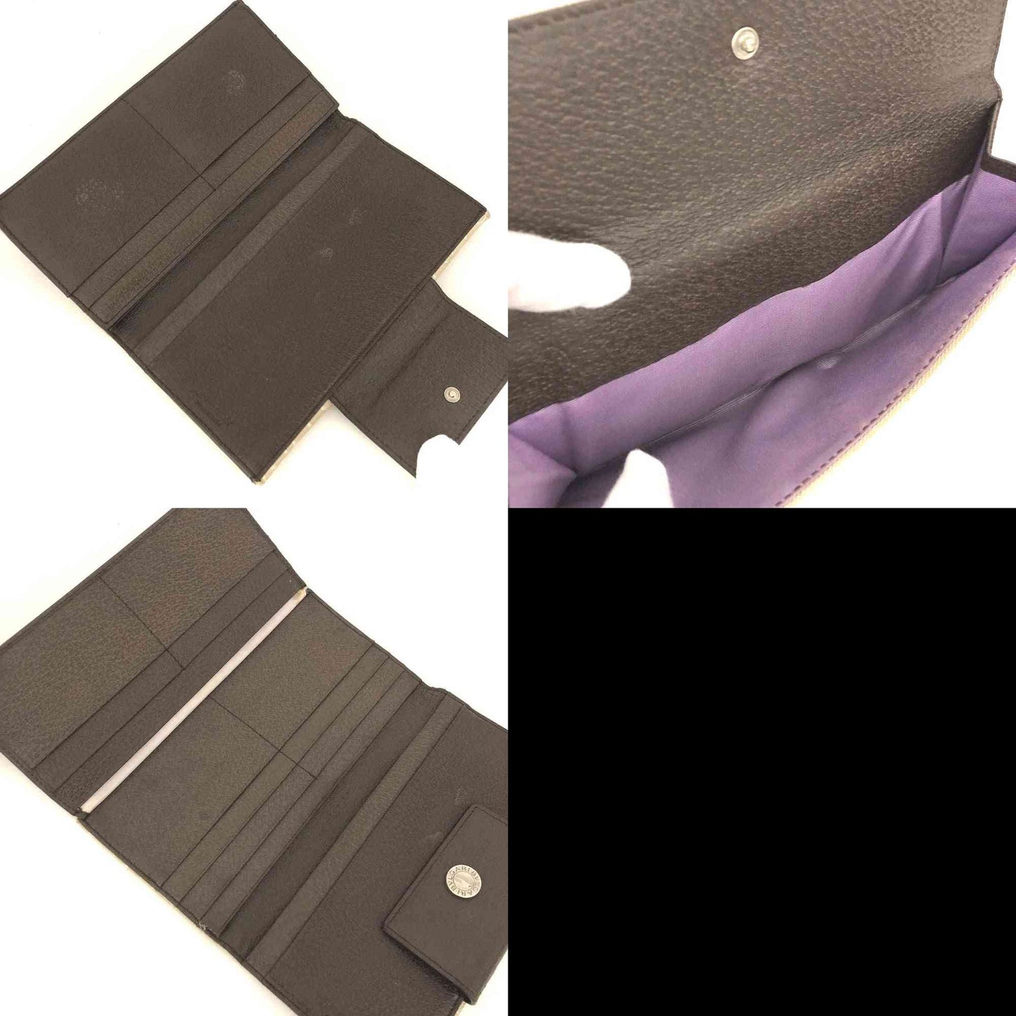 $900 BVLGARI Classico Logo Mania Canvas Leather Bifold Long Wallet