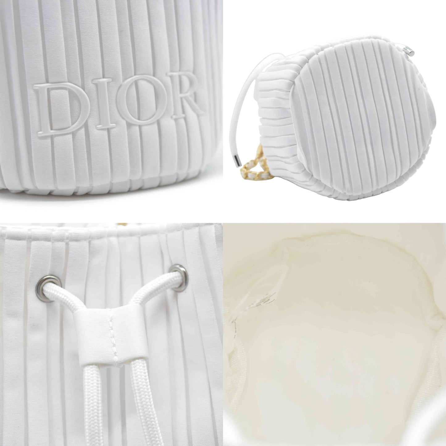 Dior GWP Bucket Drawstring Bag White with Modifications