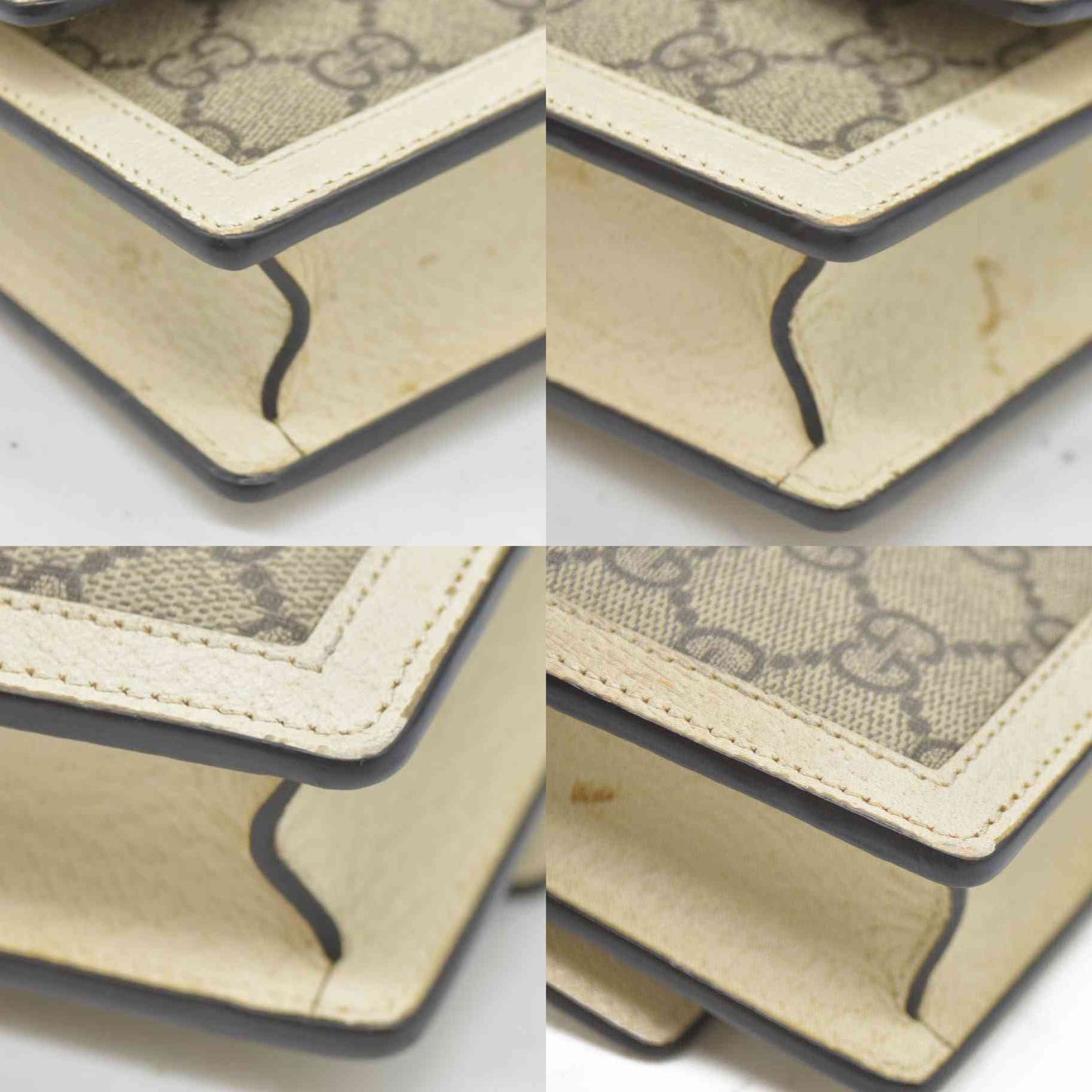 Gucci  GG Supreme Monogram Web Queen Margaret Chain Wallet White