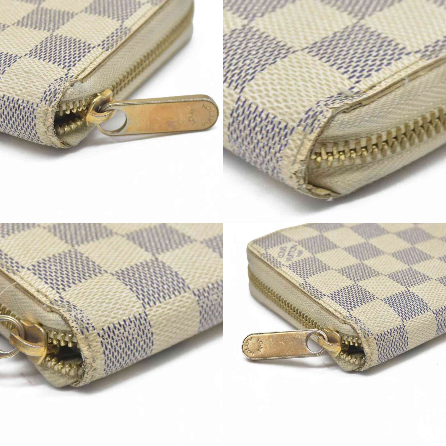 AUCTION $915 Louis Vuitton Damier Azur Zippy Zip Around Long Wallet Purse White CA4058