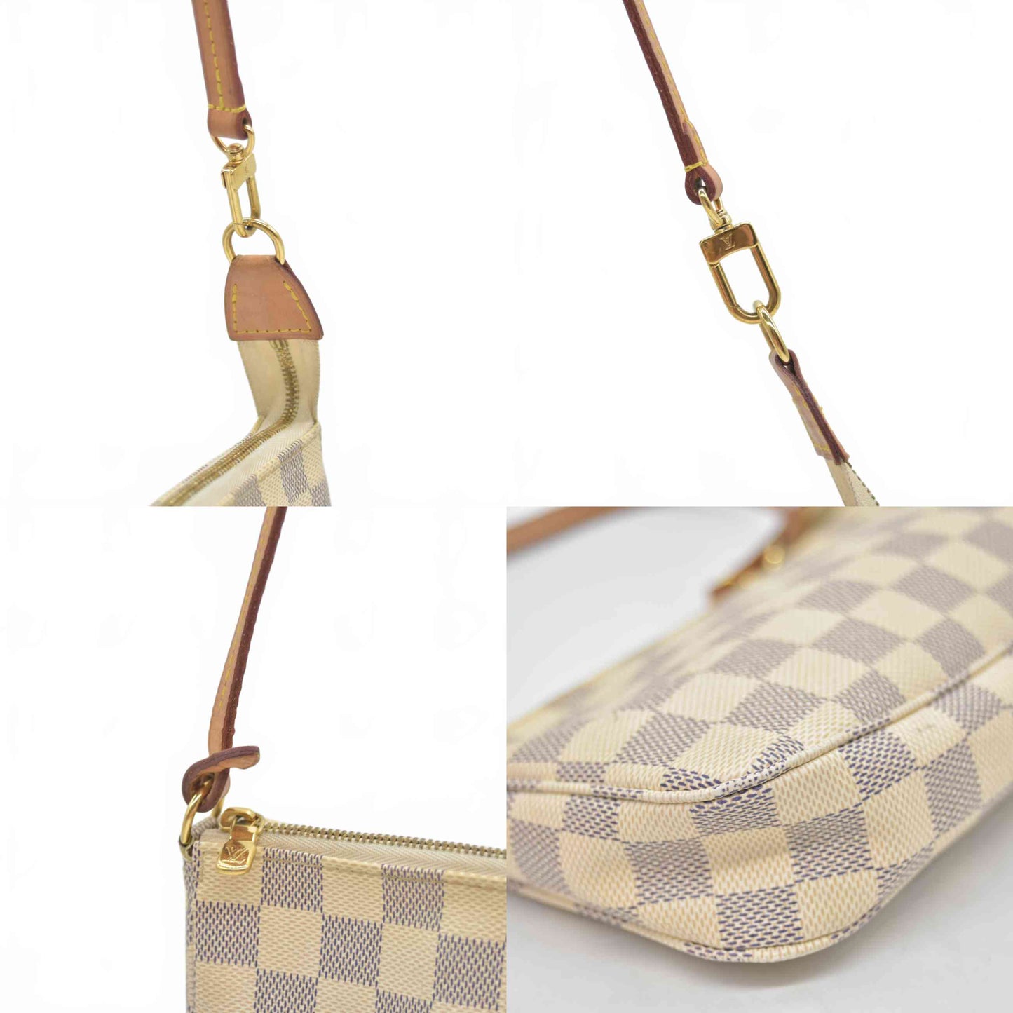 $1220 2020 Louis Vuitton Damier Azur Pochette Accessories NM MB4250