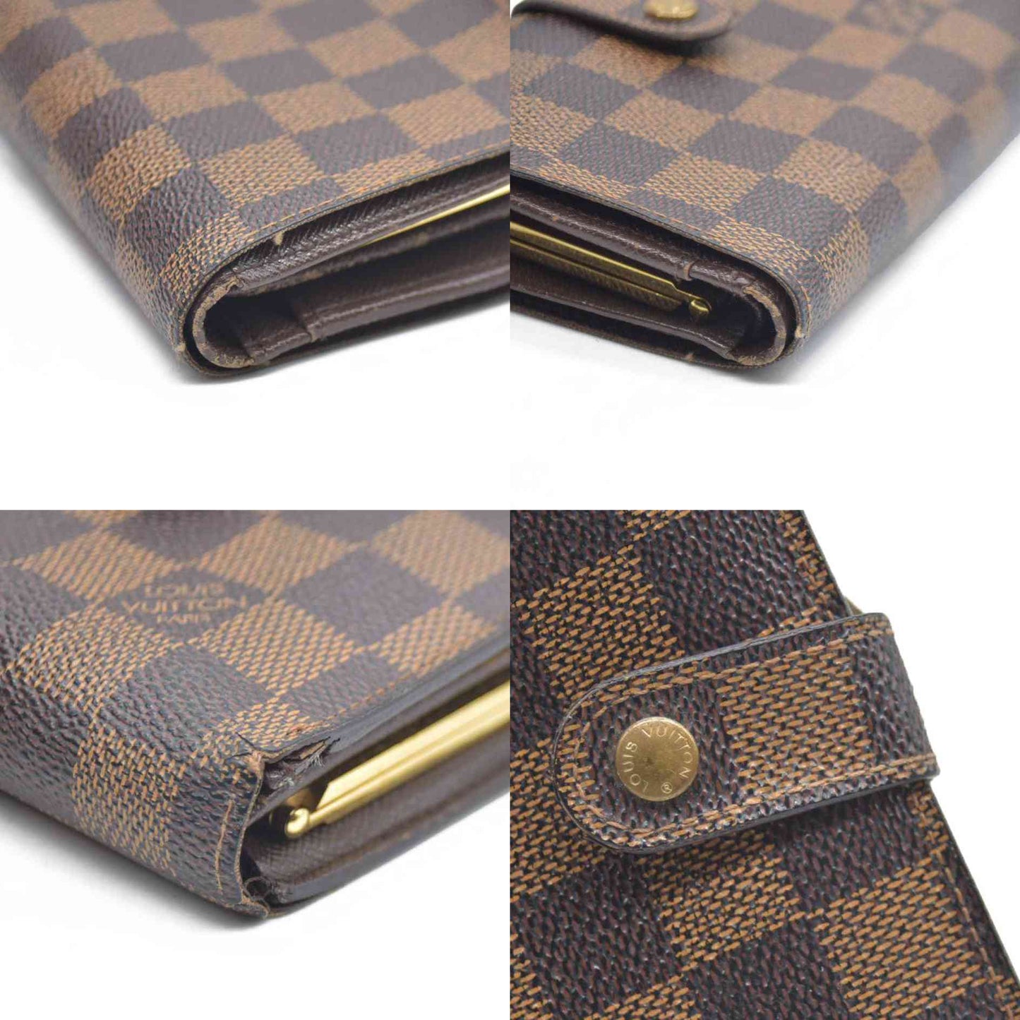 AUCTION $750 Louis Vuitton  Damier Ebene French Purse Wallet TH1004