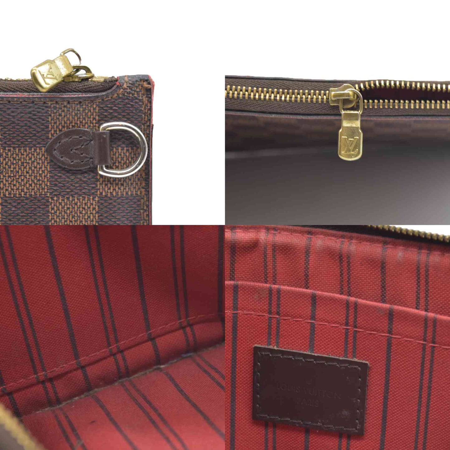 AUCTION $600 Louis Vuitton  Damier Ebene Neverfull MM GM Pochette