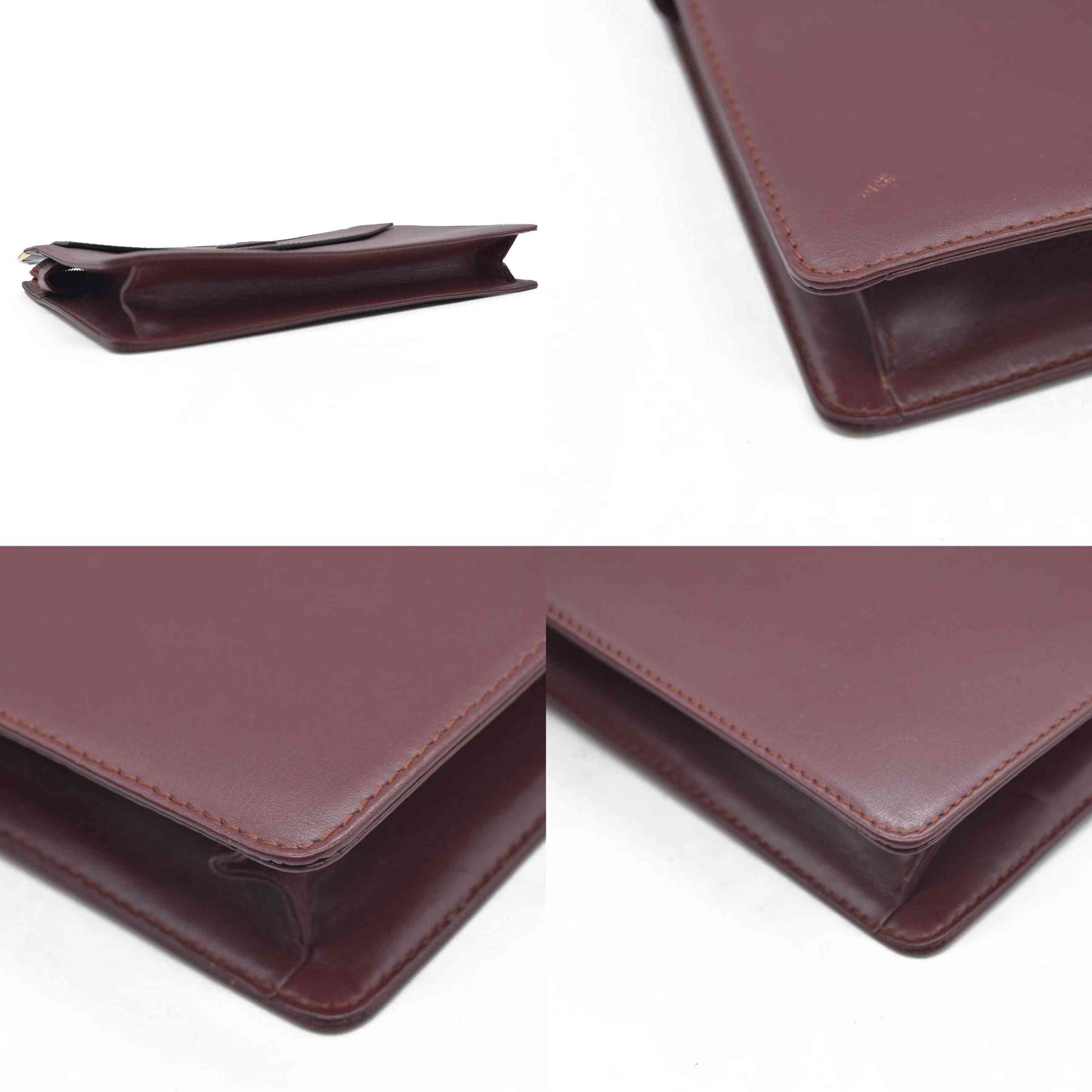$1010 Cartier Leather Toiletry Clutch Bag Burgundy Red