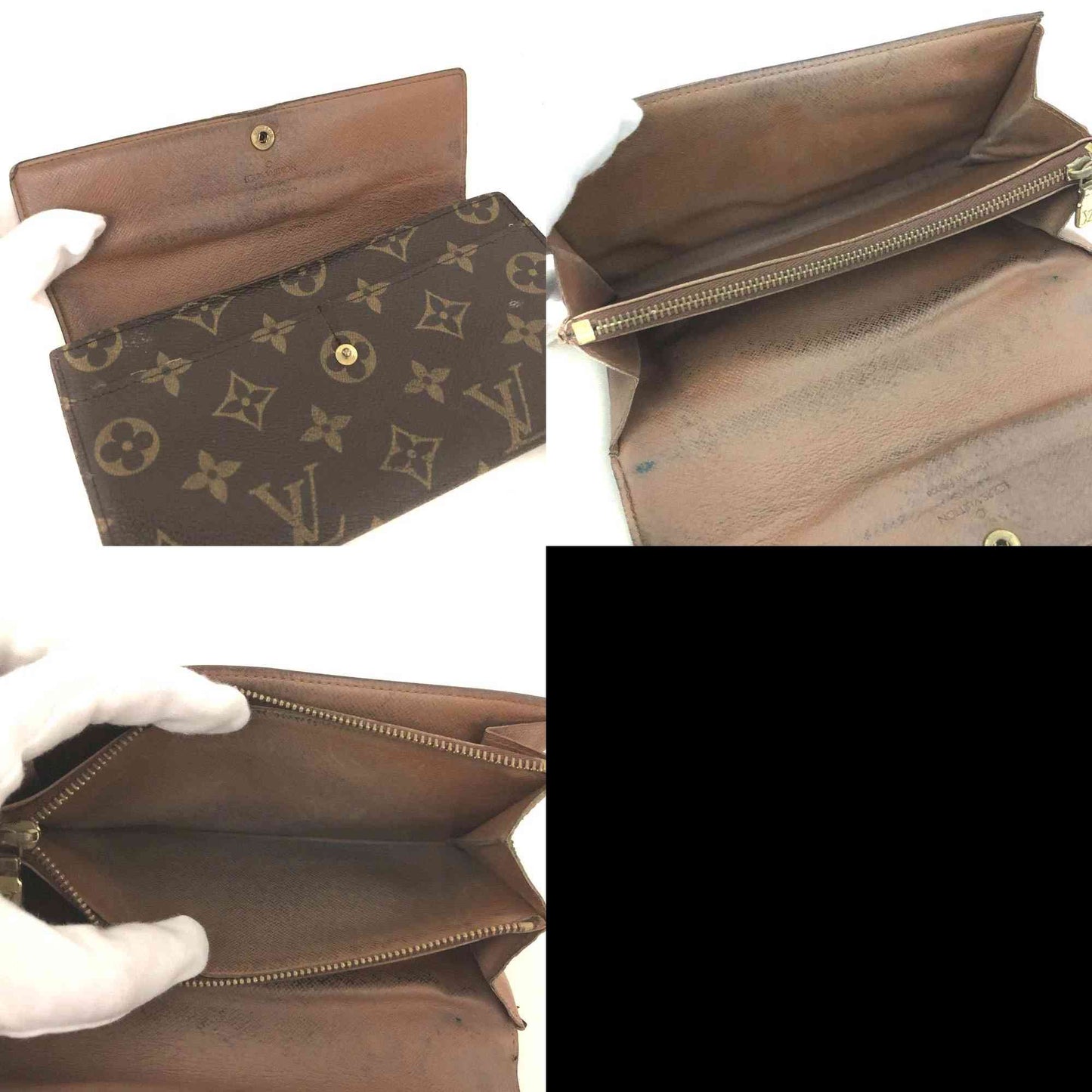 $725 1996 Louis Vuitton Monogram Portefeiulle Sarah Long Bifold Wallet Brown TH1906