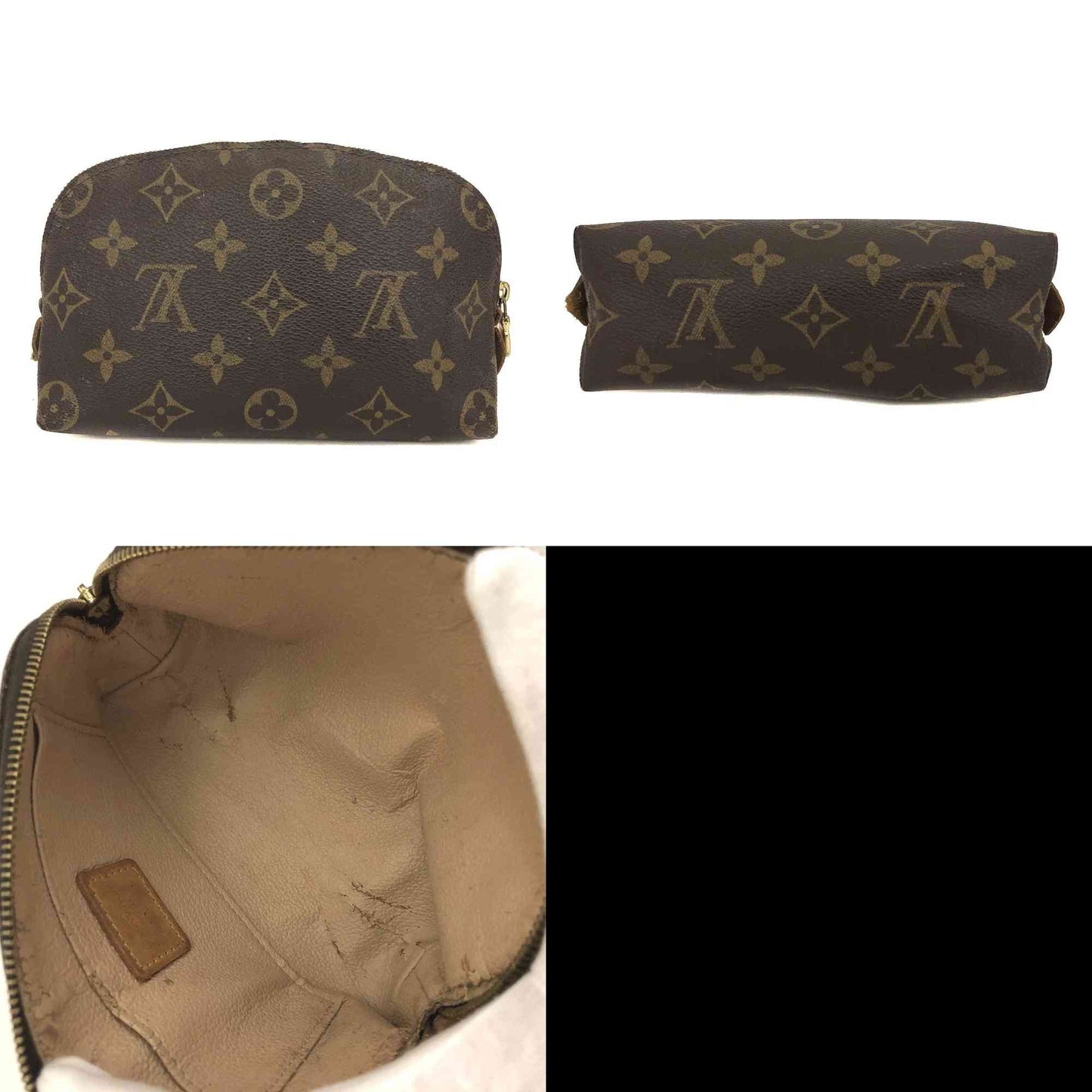 Louis Vuitton Monogram Pochette Cosmetics Pouch Brown CA0052