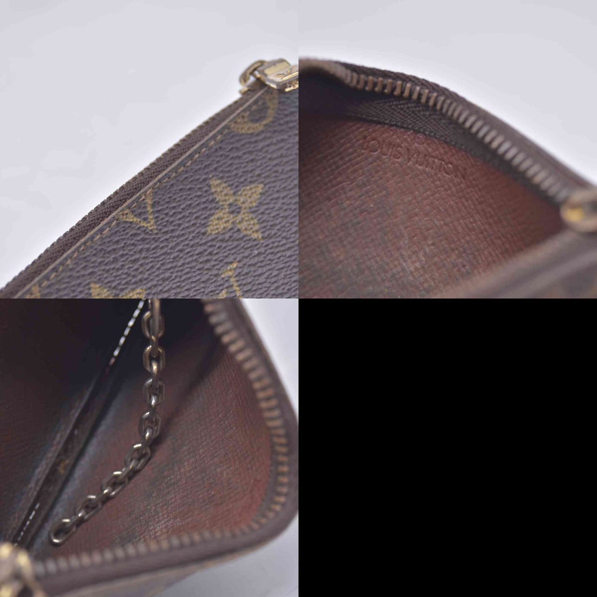 $355 Louis Vuitton Monogram Pochette Cles Wallet Coin Purse Brown 0950ET 10021013