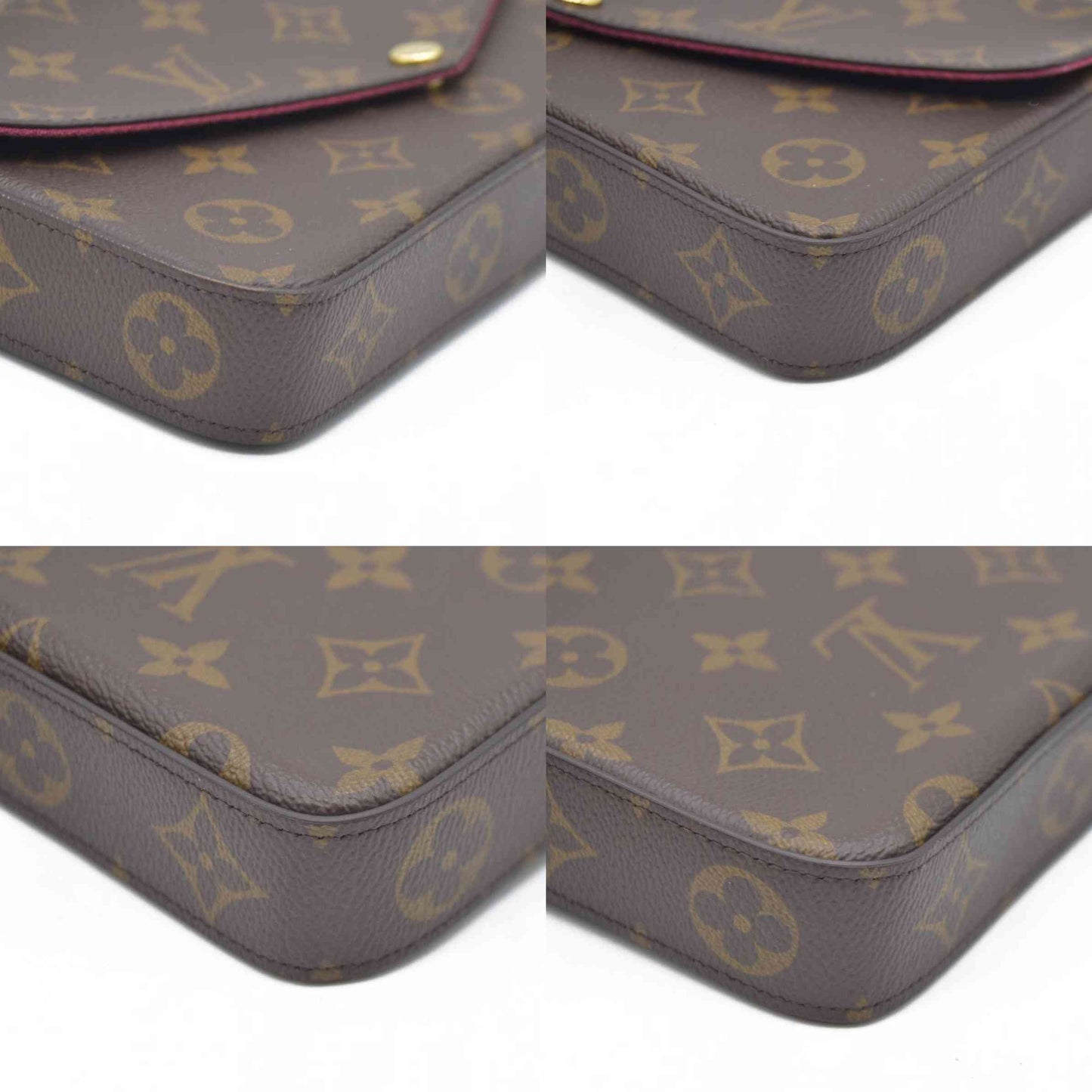 $1580 Louis Vuitton Monogram Pochette Felicie Chain Wallet Fuchsia FH4200
