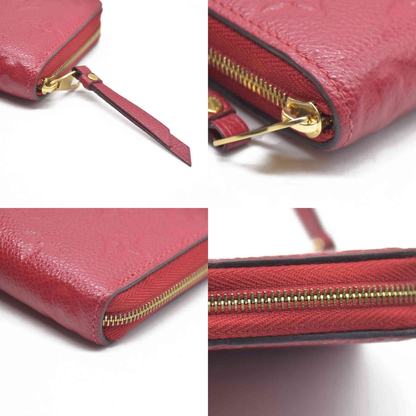 AUCTION $740 Louis Vuitton Monogram Empreinte Zippy Zip Around Wallet Coin Purse Red TN4129