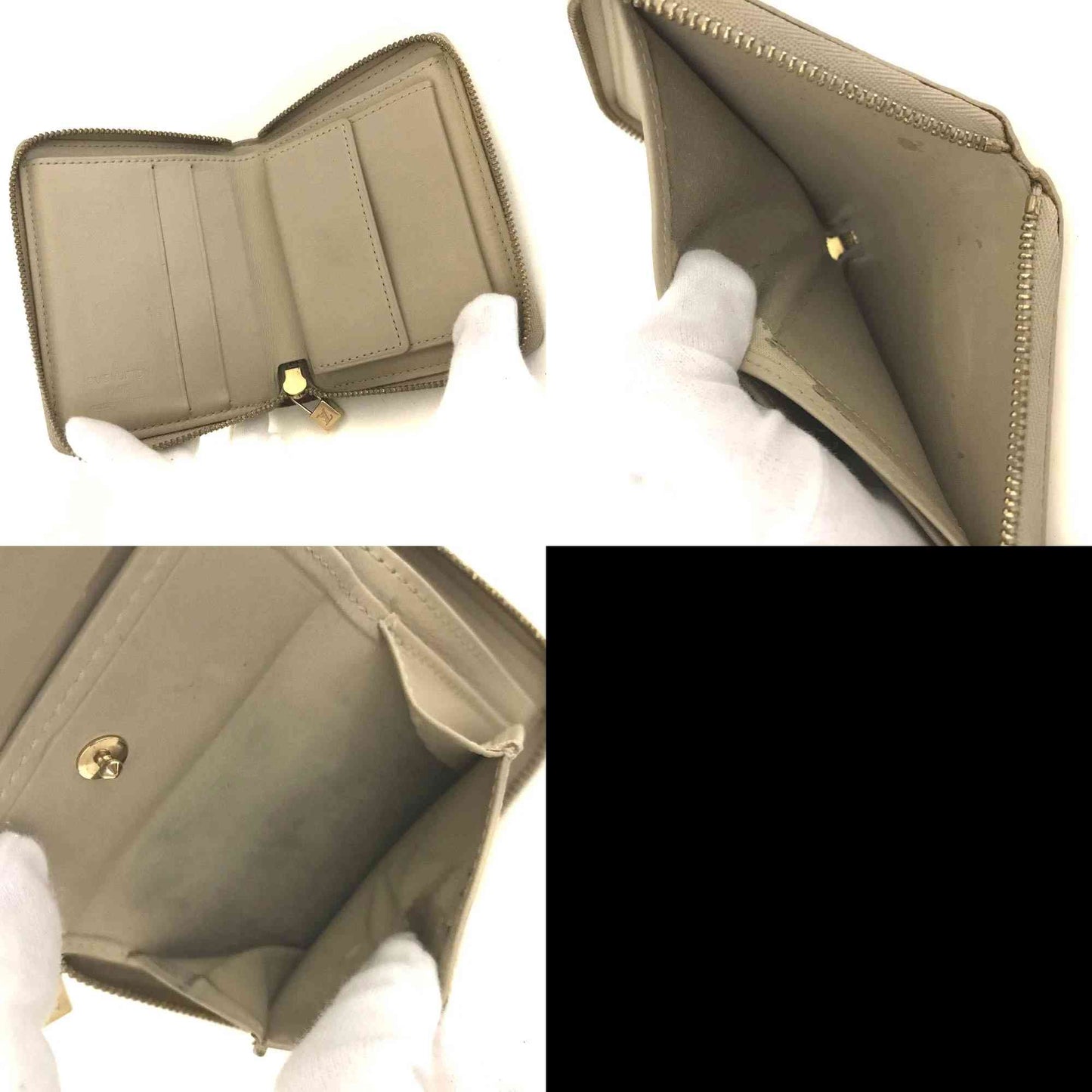 $520 1999 Louis Vuitton Vernis Zippy Coin Purse Wallet Beige BJ0959