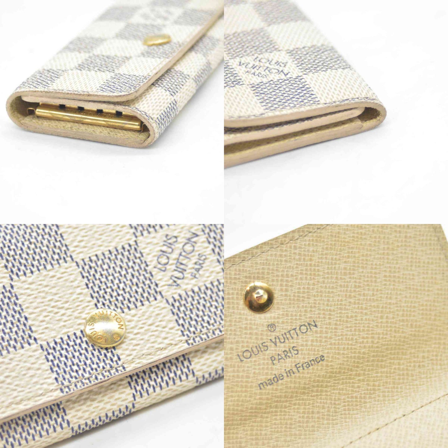$345 2013 Louis Vuitton Damier Azur Multicles 4 Ring Key Case White CT1153 CONSIGNMENT