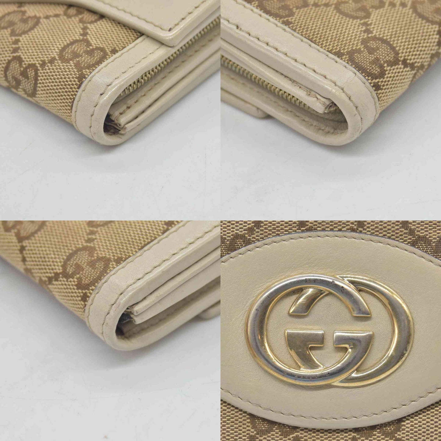 $880 Gucci Monogram Sukey Continental Wallet Champagne CONSIGNMENT