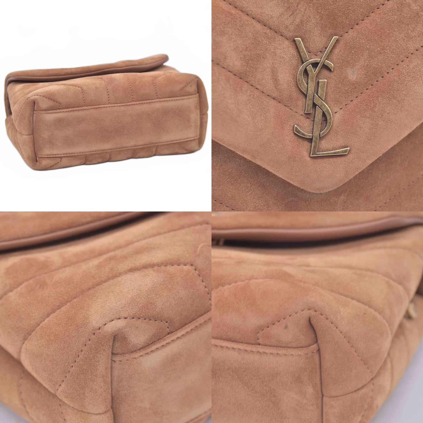 $1890 2022 Saint Laurent Suede Toy Loulou Shoulder Bag Cinnamon
