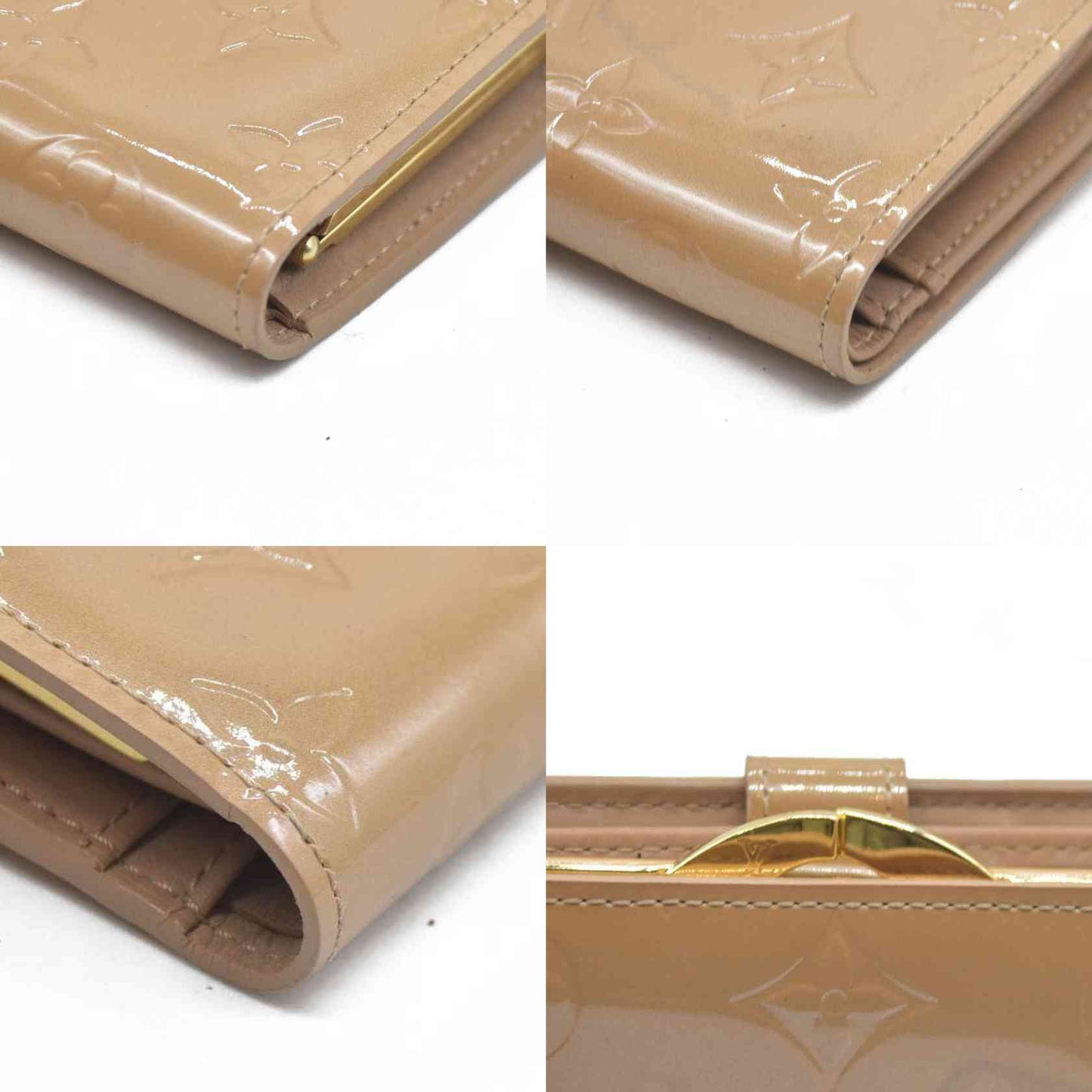 AUCTION $935 Louis Vuitton  Vernis French Purse Wallet Beige