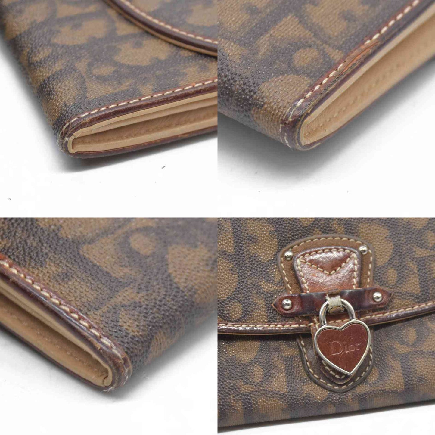 CONSIGNMENT Dior Brown Oblique Coated Canvas and Leather Romantic Continental Wallet