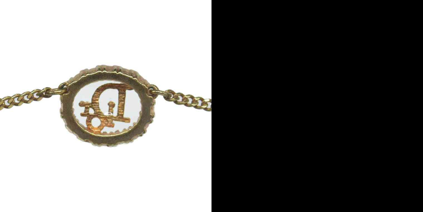 Christian Dior 20th Century Gold Plated Strass CD Logo Pendant Necklace CONSIGNMENT