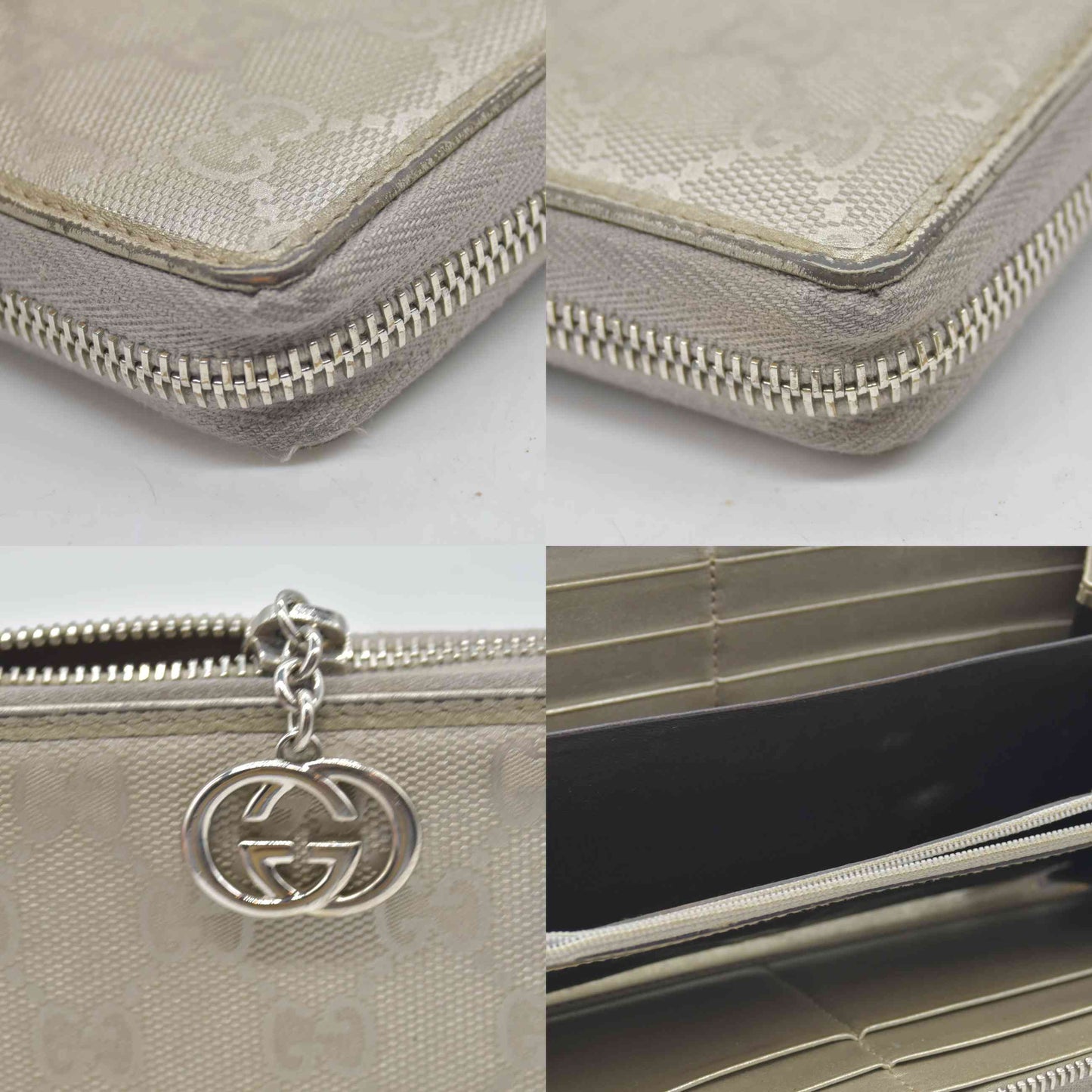 $660 Gucci GG Imprime Canvas Zip Around Wallet