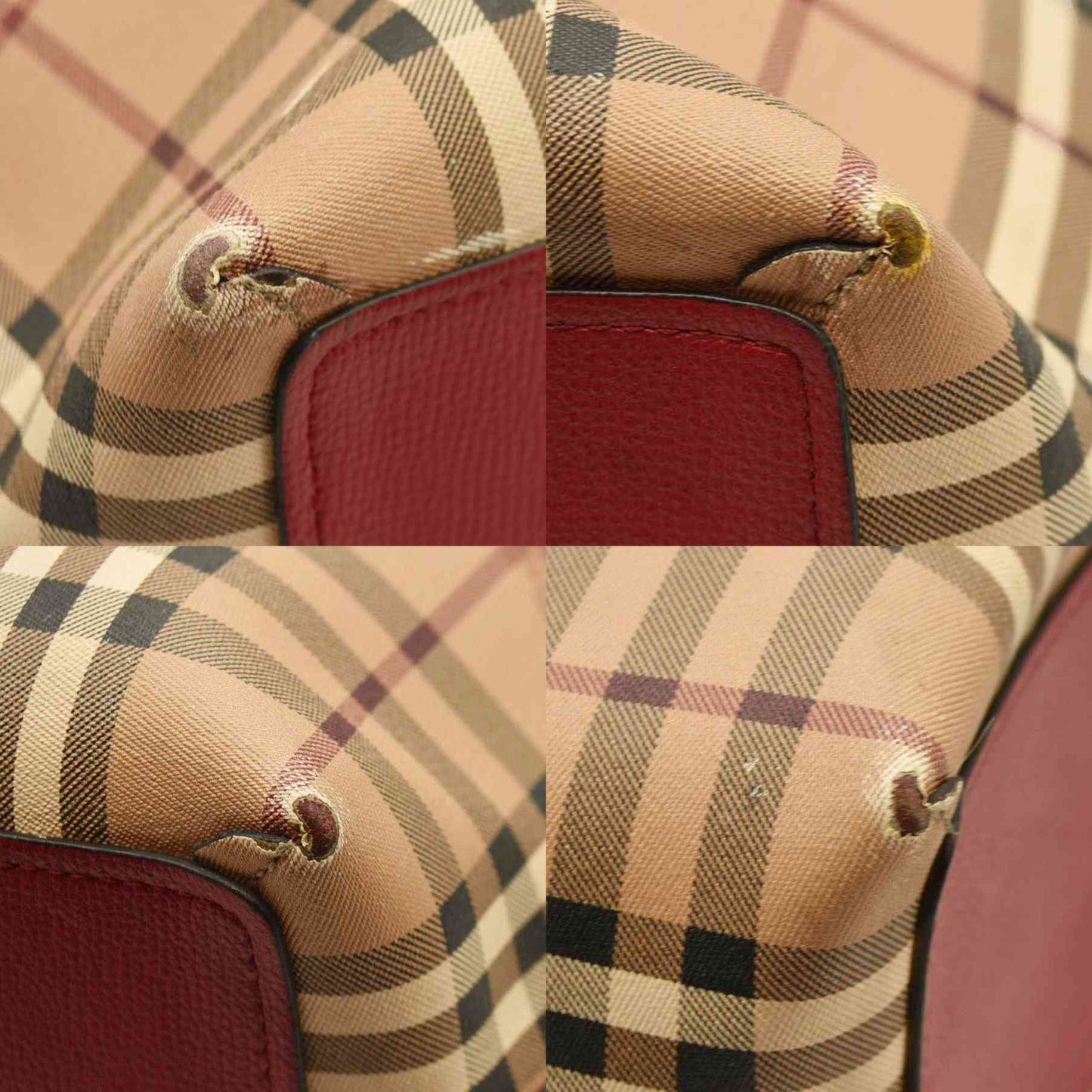 Burberry  Haymarket Check Medium Reversible Tote Poppy Red