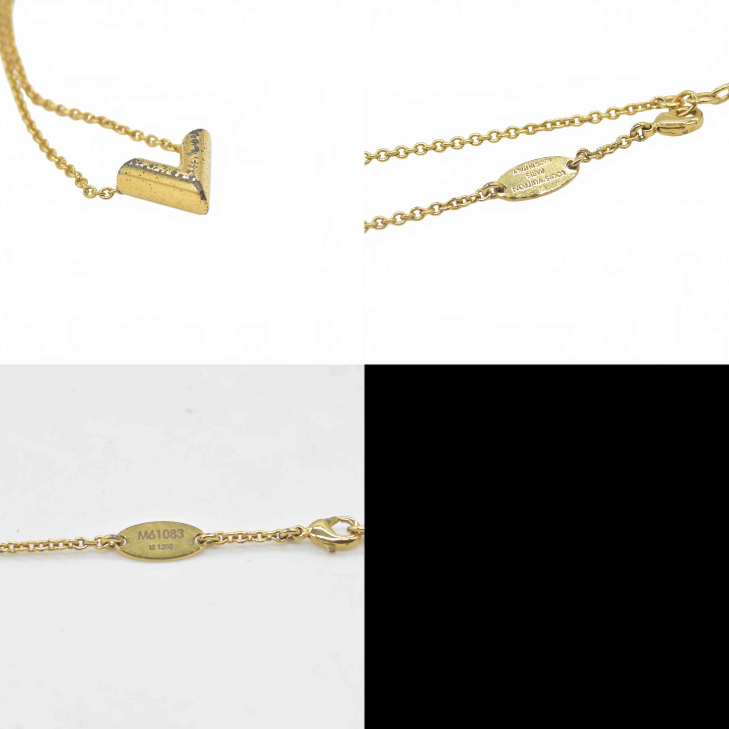 $520 2020 Louis Vuitton Essential V Necklace Gold LE1200