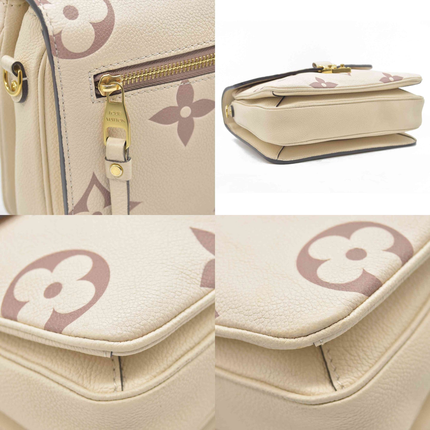 $3100 Louis Vuitton Empreinte Monogram Giant Pochette Metis Creme Bois De Rose RFID