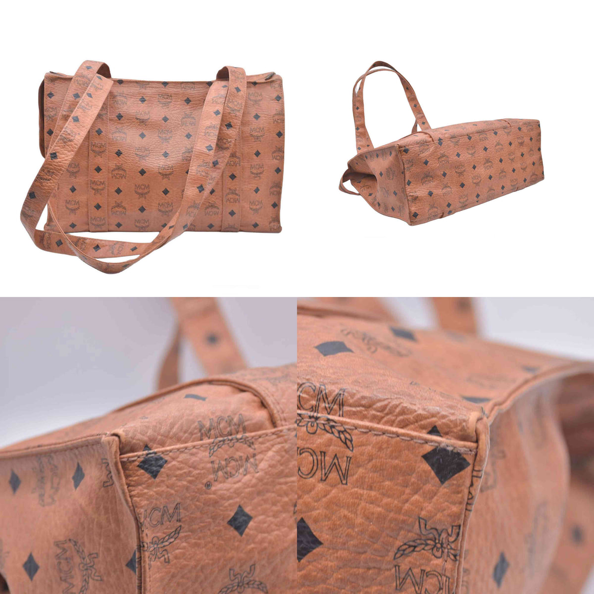 $830 MCM Visetos Aren Small School Bag Tote Cognac CONSIGNMENT