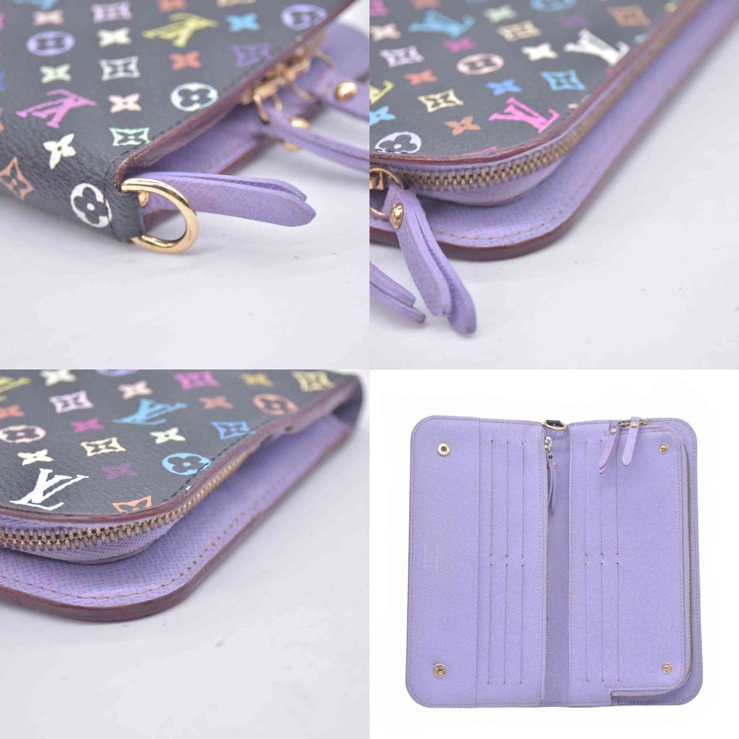 $890 2011 Louis Vuitton Monogram Multicolor Insolite Wallet Black Purple CA2191 CONSIGNMENT