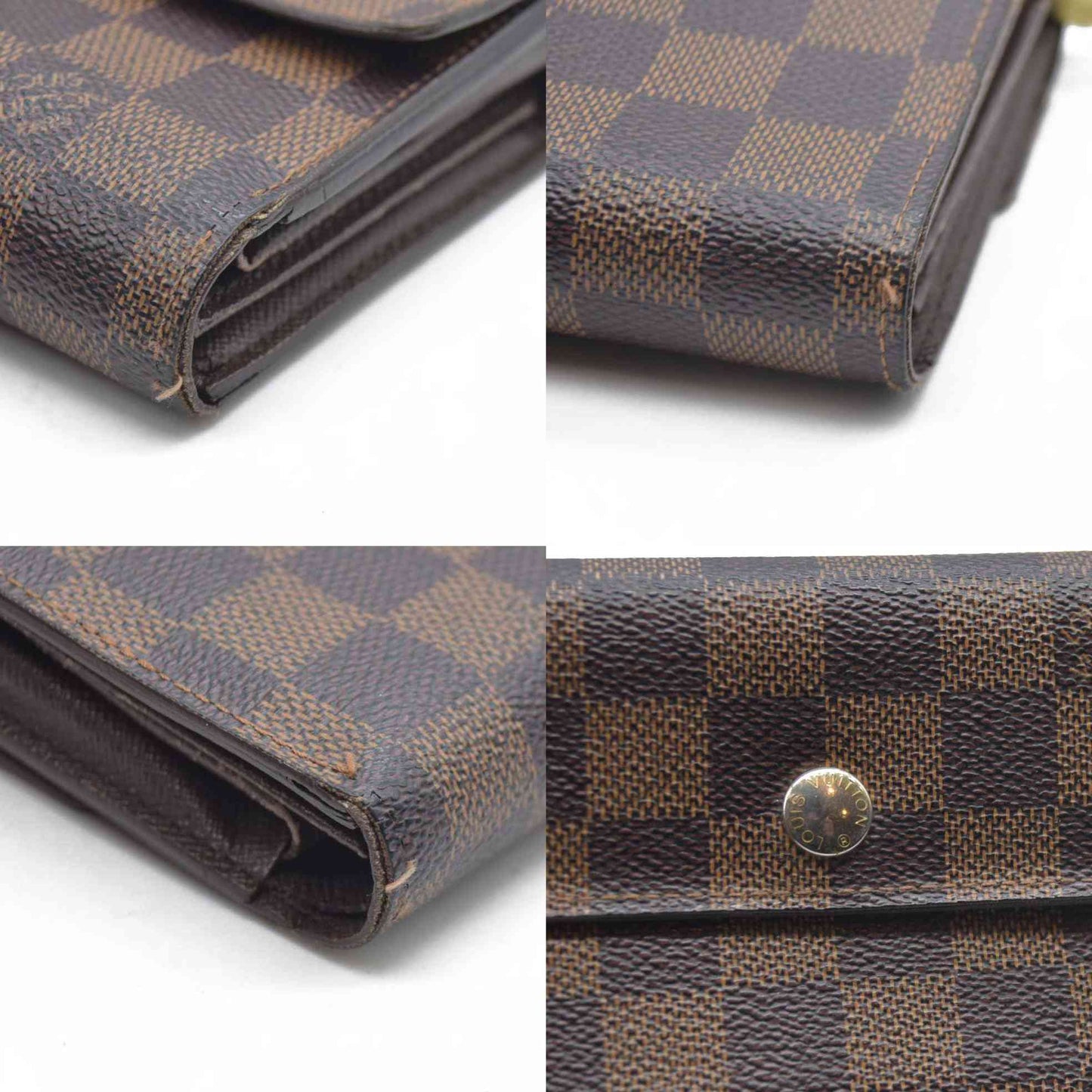 AUCTION $610 Louis Vuitton  Damier Ebene Porte Tresor Etui Papiers Wallet CA3079