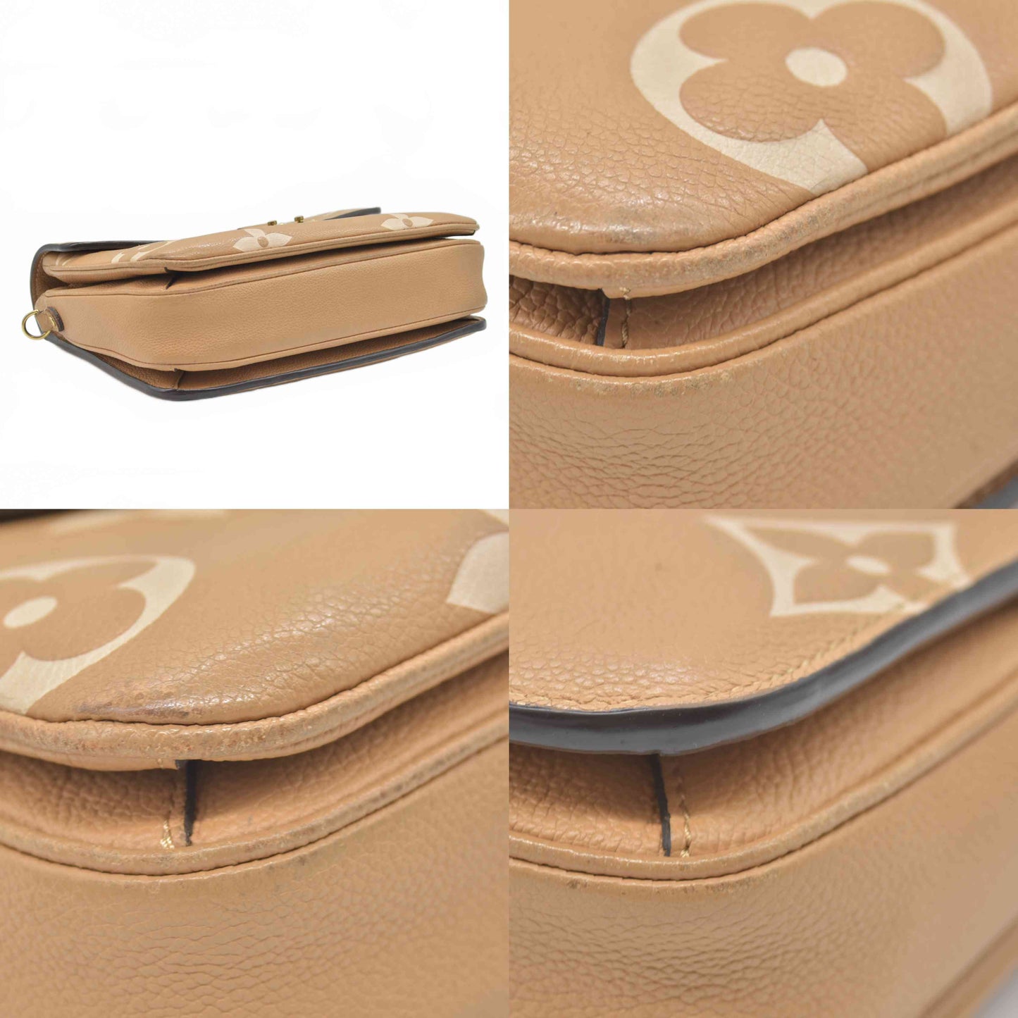 $3100 RFID Louis Vuitton Empreinte Monogram Giant Pochette Metis Arizona Beige