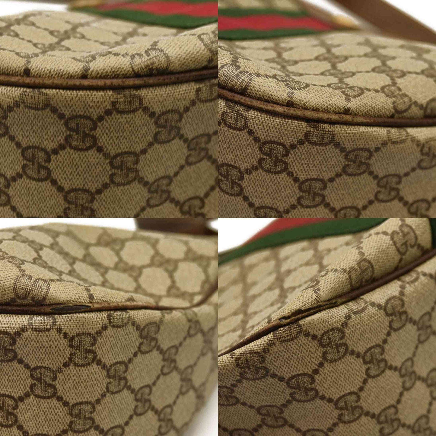 Gucci  GG Supreme Monogram Web Small Ophidia Half Moon Hobo Brown