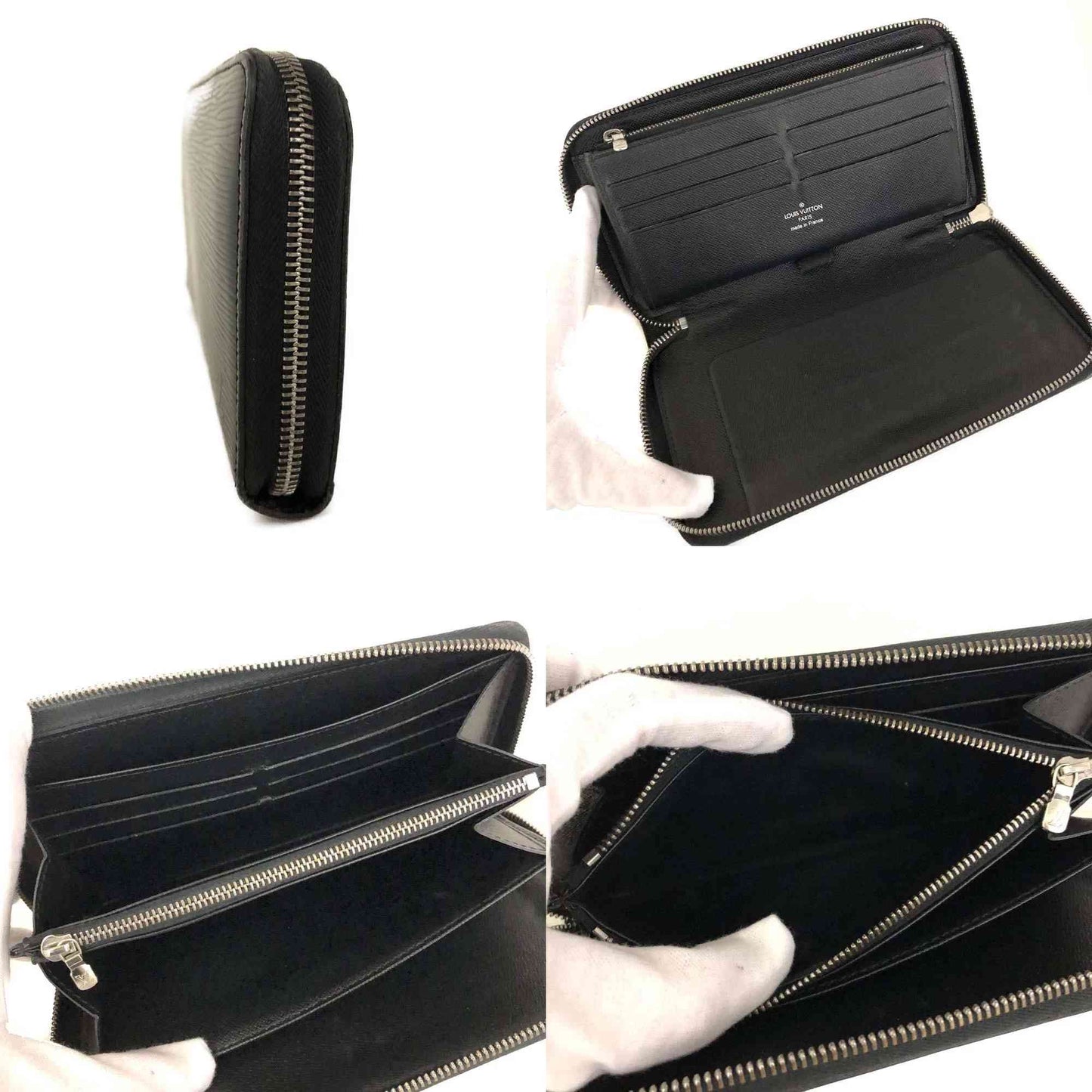 $1040 2008 Louis Vuitton Epi Zippy Zip Around Organizer Long Wallet Black SN1008