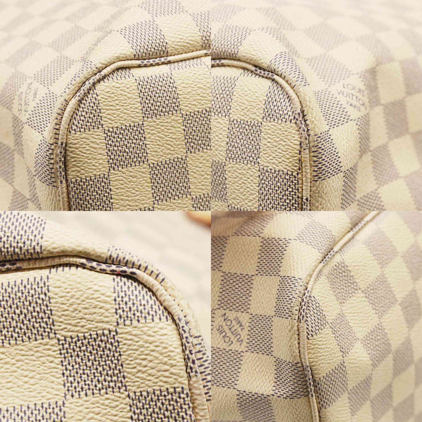 USED Louis Vuitton Damier Azur Neo Neverfull MM Rose Ballerine