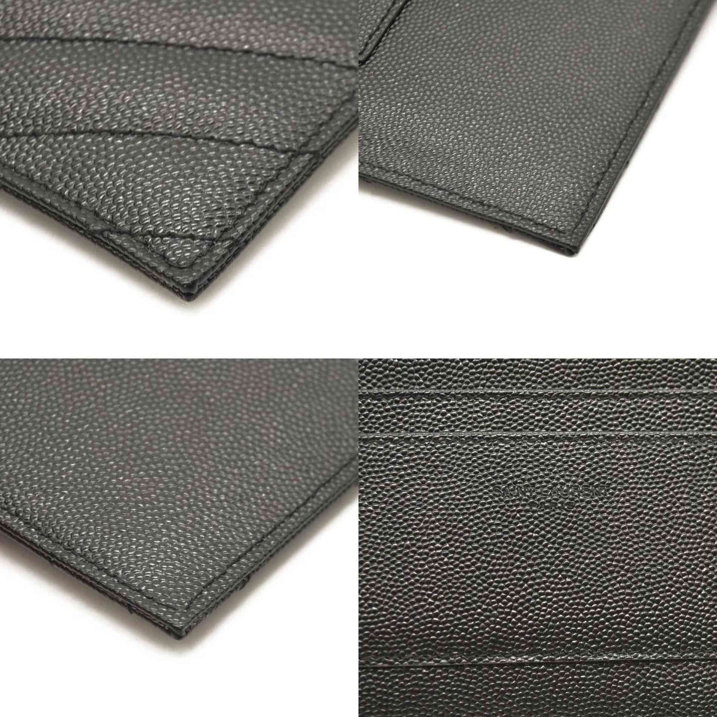 SAINT LAURENT Grain De Poudre Chevron Monogram Large Bill Pouch Black