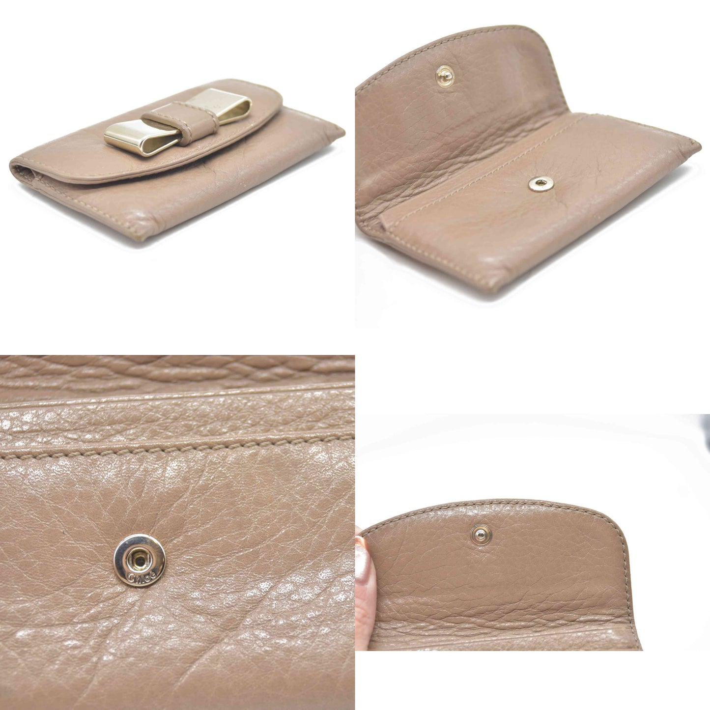 $395 Chloe Lily Leather Card Case Beige CONSIGNMENT