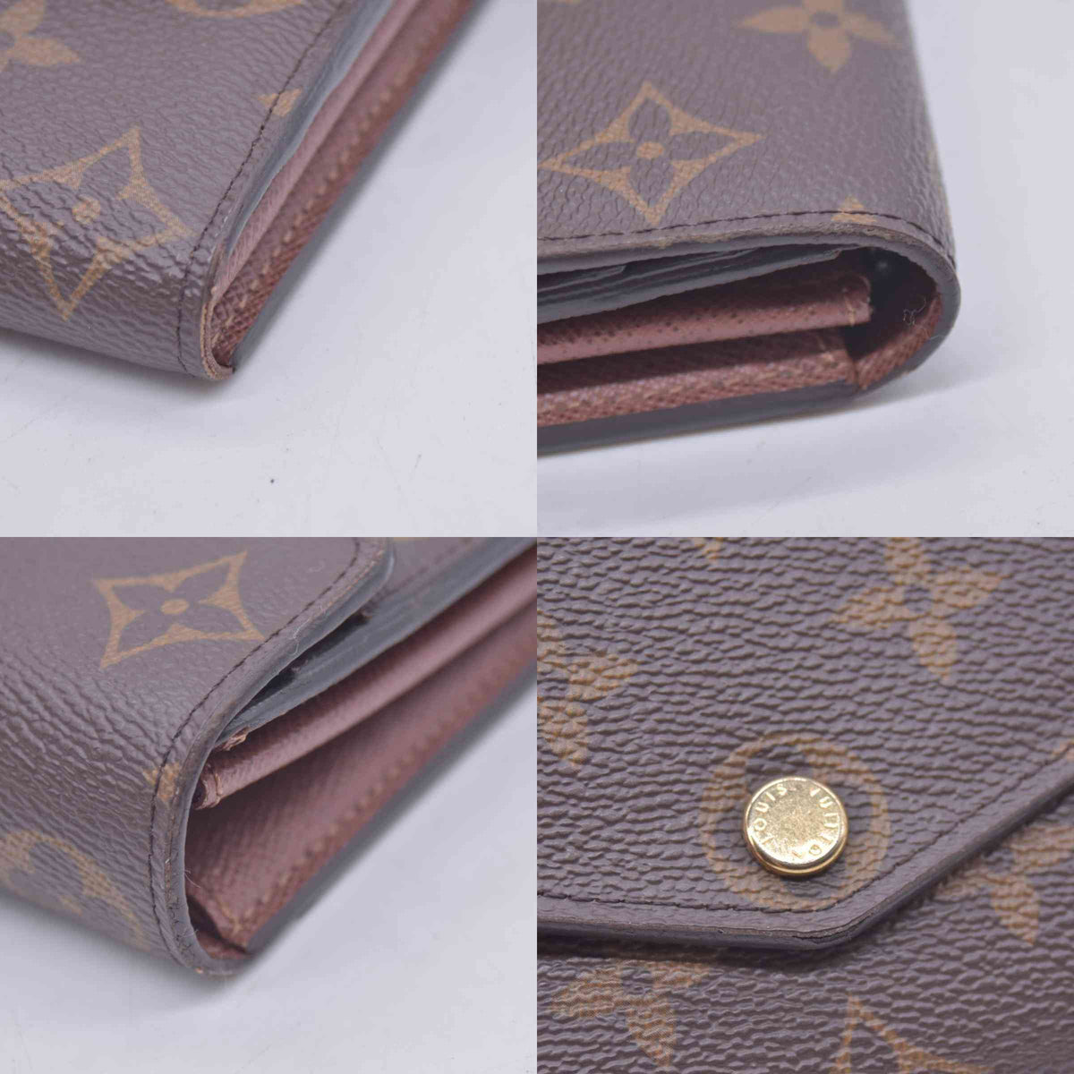 $790 LOUIS VUITTON Monogram Envelope Portefeuille Sarah Wallet Brown 10021369
