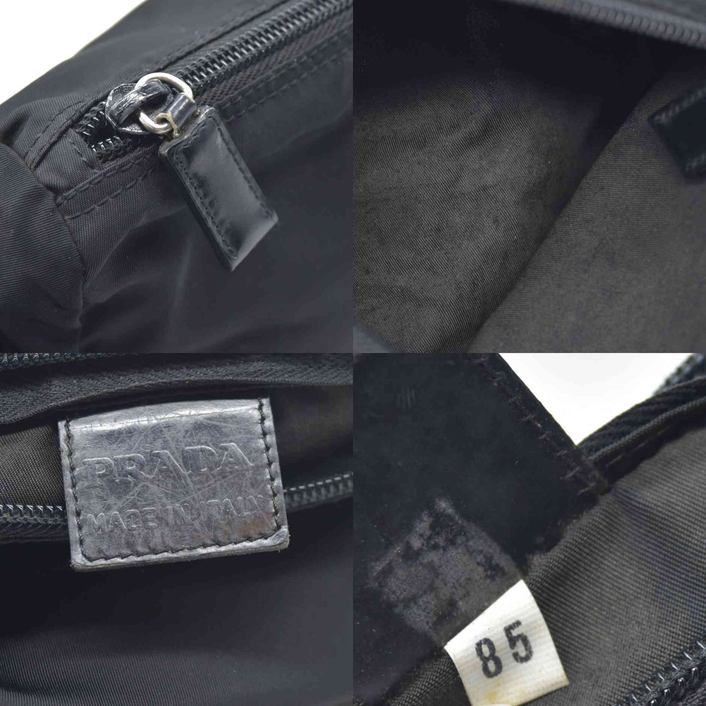 $825 Prada Black Tessuto Nylon Medium Pouch Clutch Bag