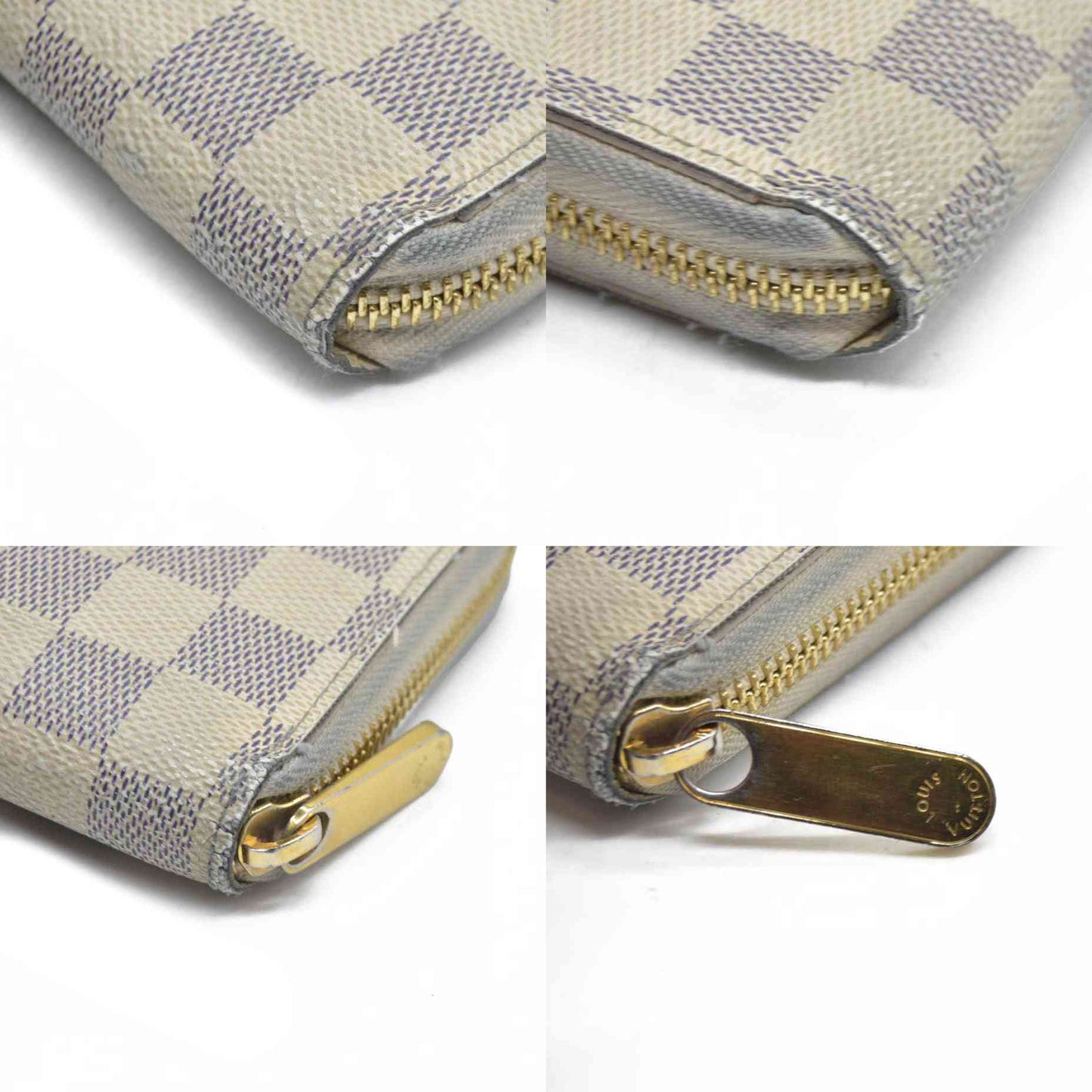 $895 Louis Vuitton  Damier Azur Zippy Wallet SD3196