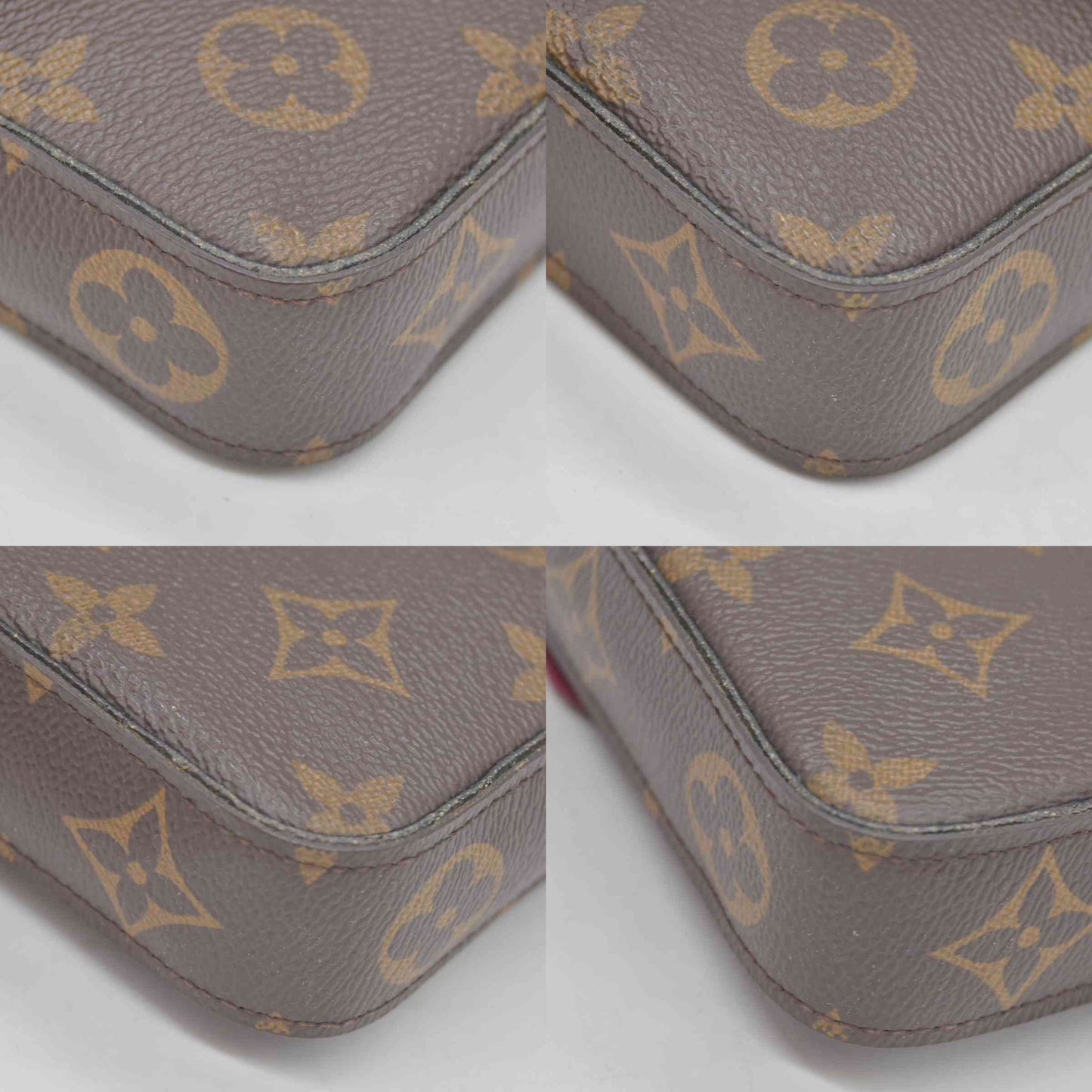 $1580 Louis Vuitton Monogram Pochette Felicie Chain Wallet Fuchsia