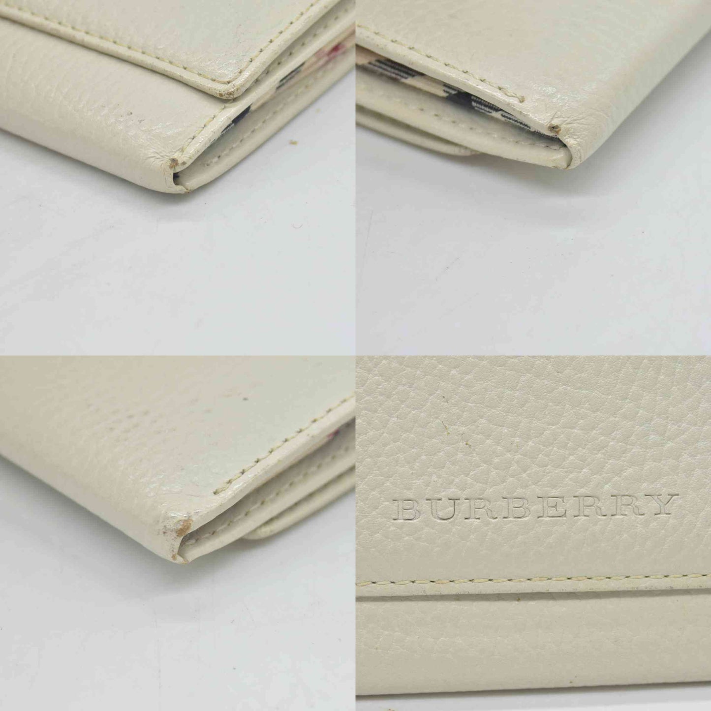 $720 BURBERRY Leather Long Bifold Wallet Purse Beige CONSIGNMENT
