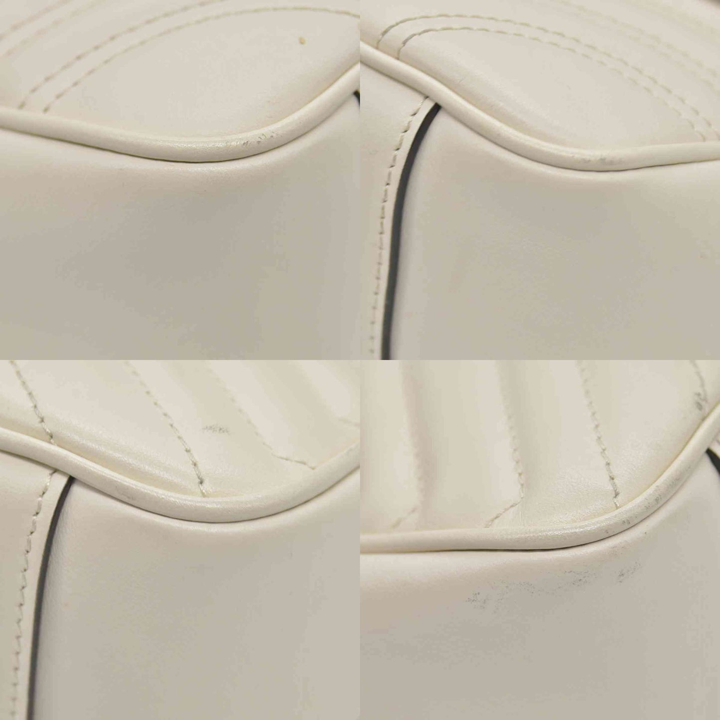 $2850 Gucci Calfskin Matelasse Small GG Marmont Shoulder Bag White CONSIGNMENT