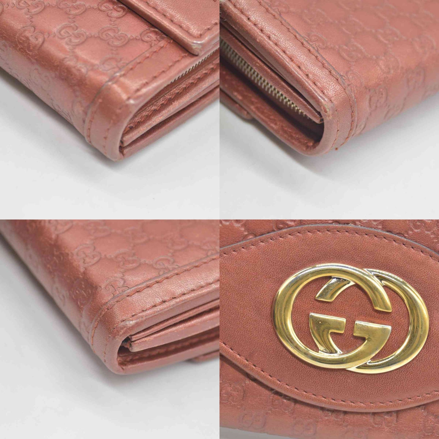 $880 Gucci  Sukey Microguccissima Pattern Continental Wallet Dark Pink CONSIGNMENT