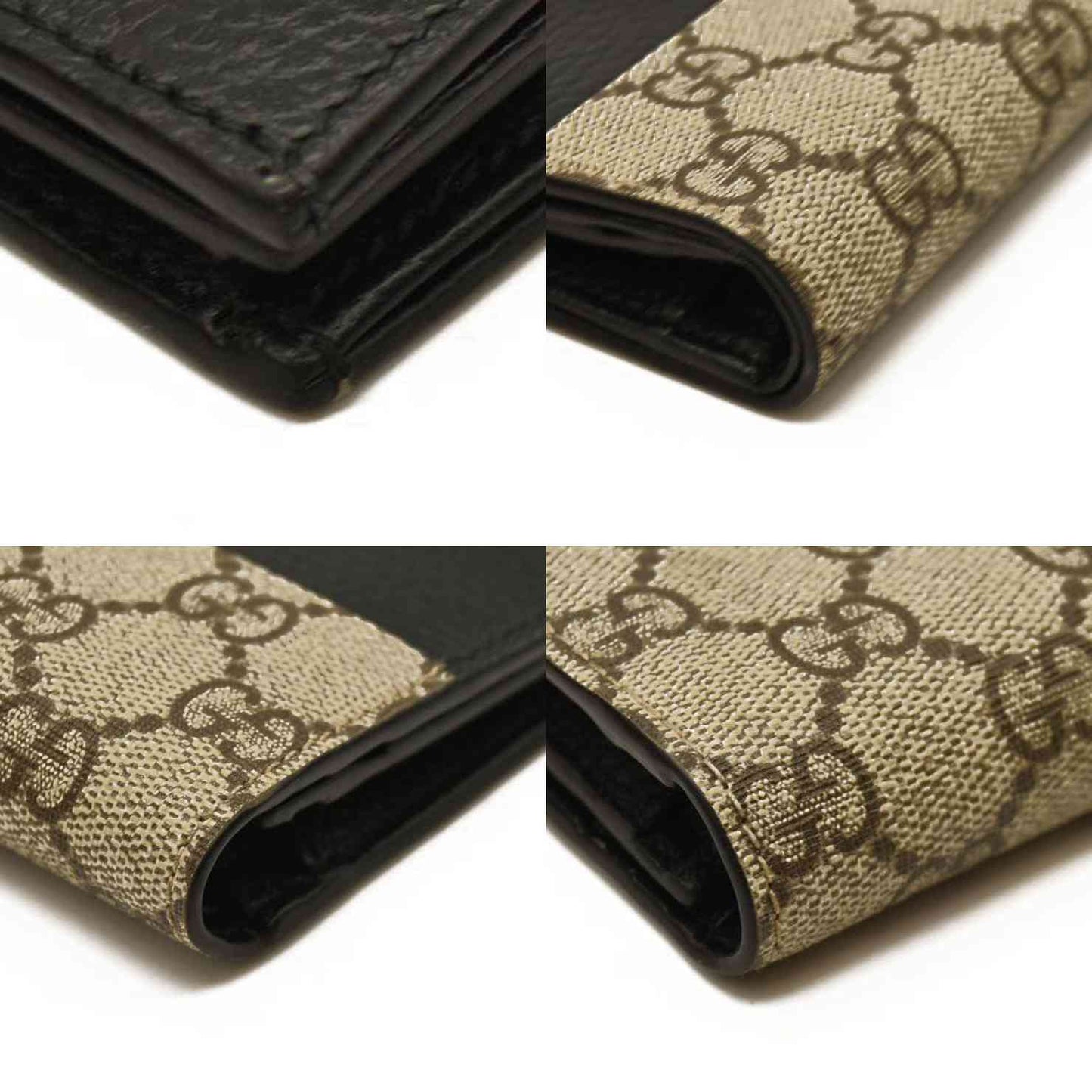 Gucci  Dollar Calfskin GG Supreme Monogram GG Marmont Card Case Black Beige Ebony