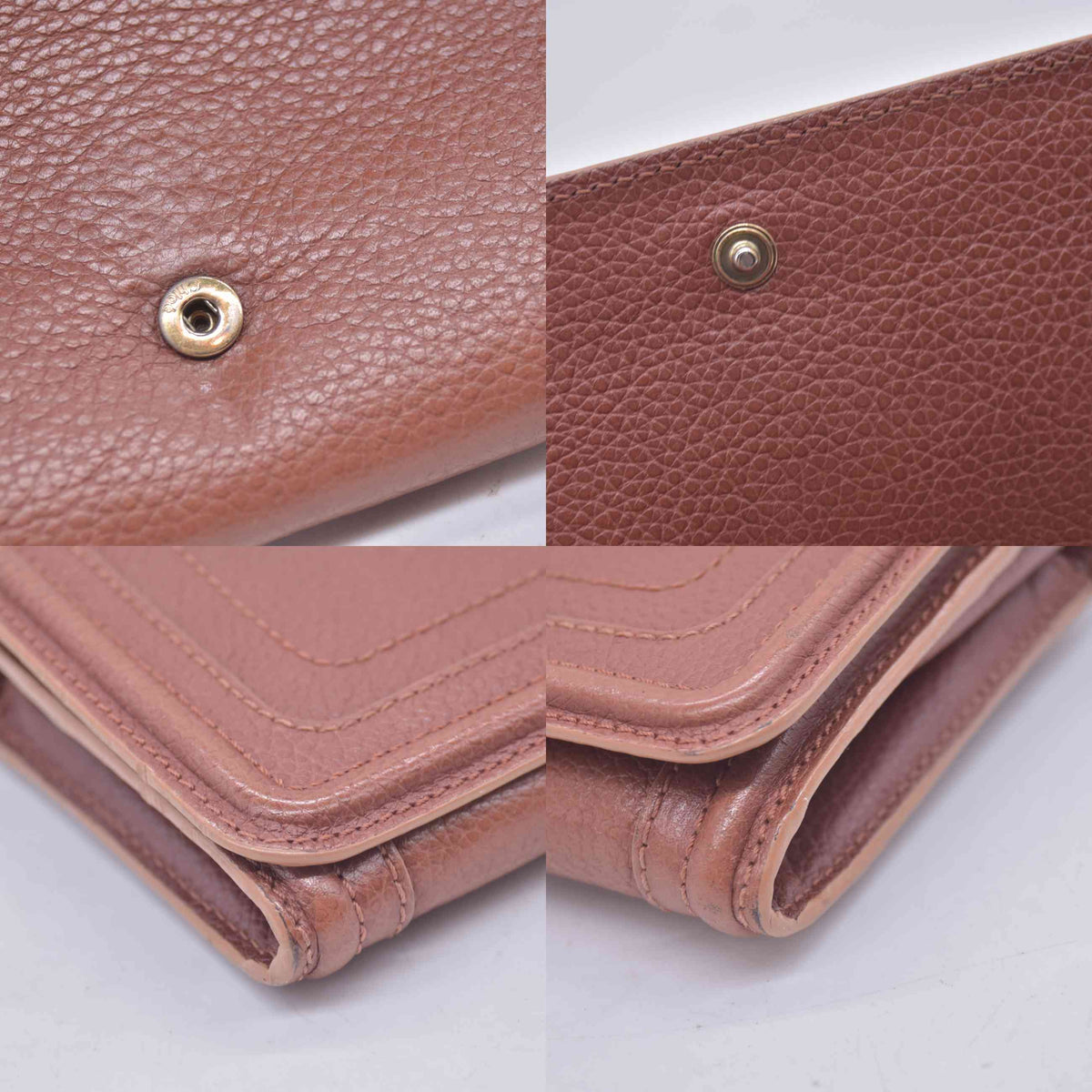 $595 2013 Chloe Brown Leather Paraty Continental Wallet 10021063